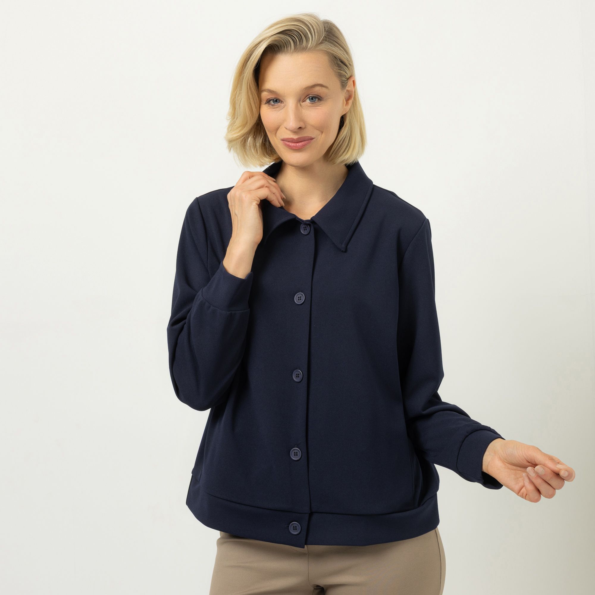 KIM & CO. Jacke Ponti Crepe Jersey Knopfleiste figurumspielend