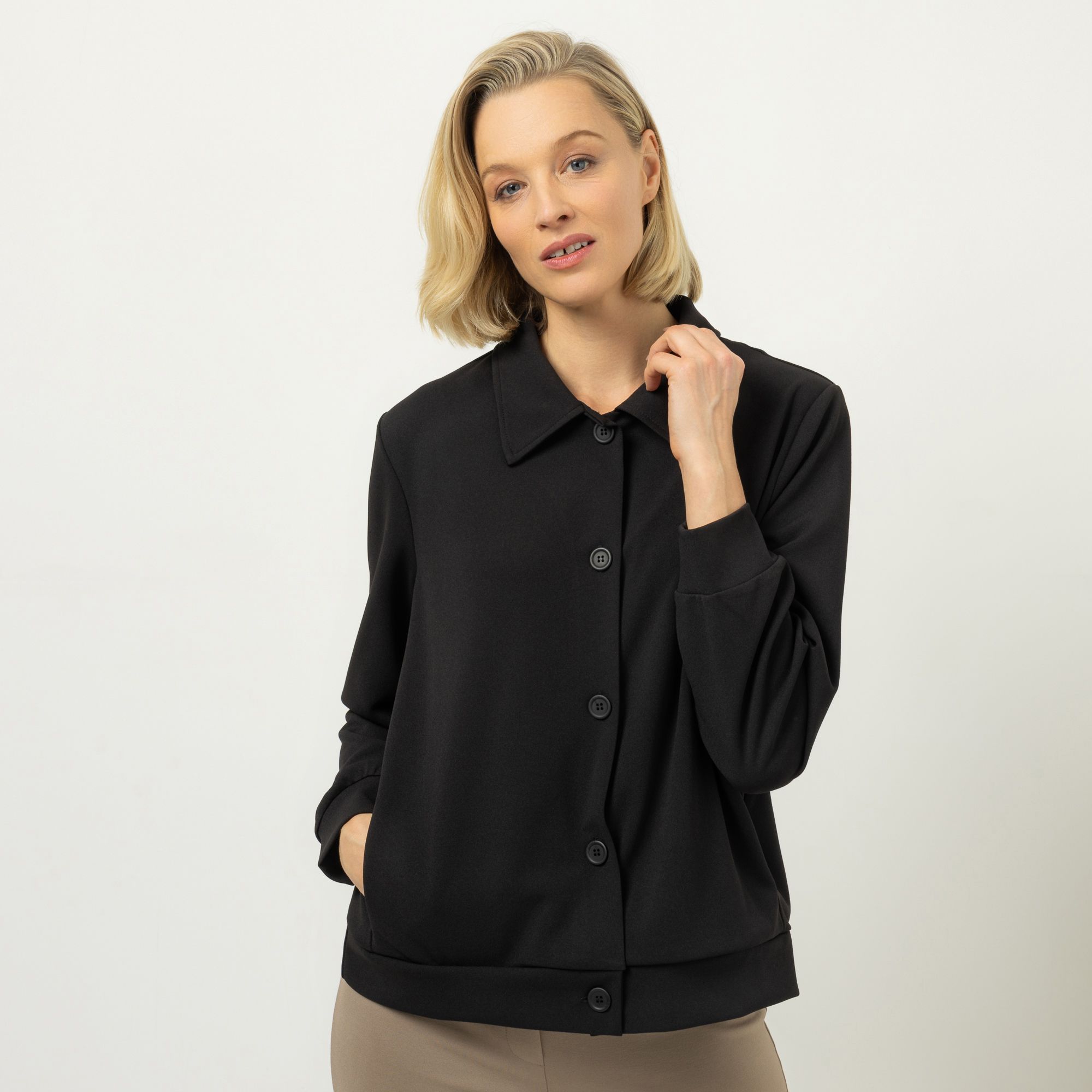 KIM & CO. Jacke Ponti Crepe Jersey Knopfleiste figurumspielend