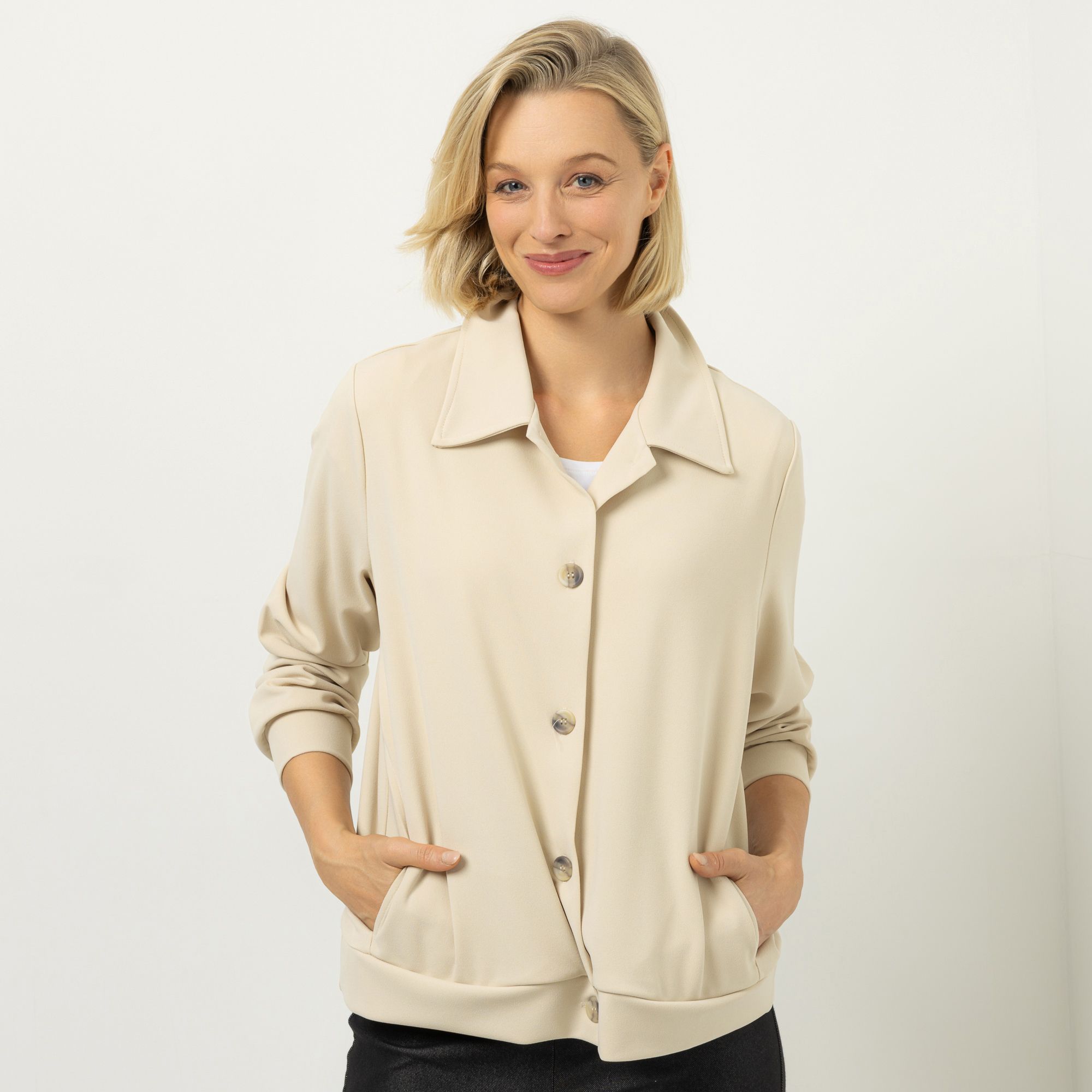 KIM & CO. Jacke Ponti Crepe Jersey Knopfleiste figurumspielend