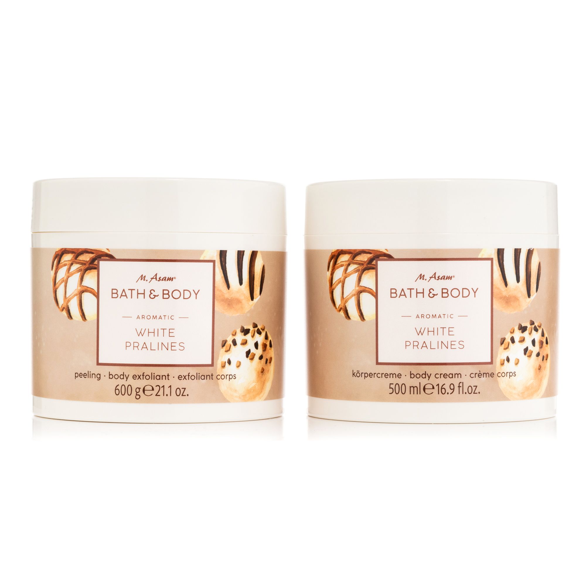 M.ASAM® White Pralines Peeling 600g, Körpercreme 500ml