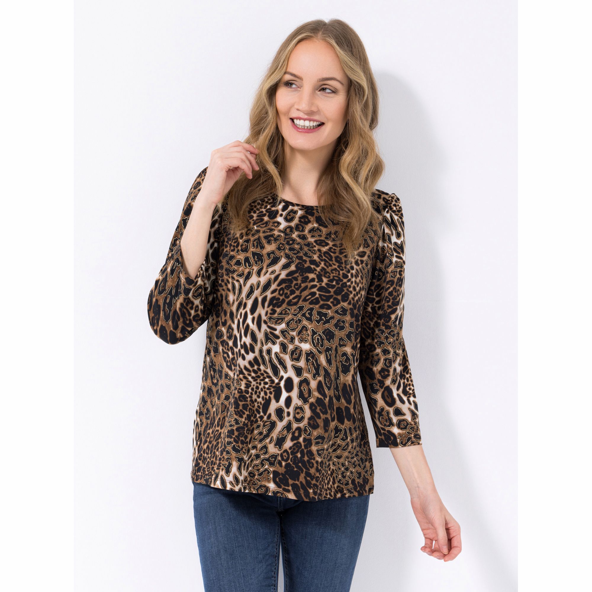 KIM & CO. Shirt, 7/8-Arm Brazil Knit Jersey Folien-Druck figurumspielend