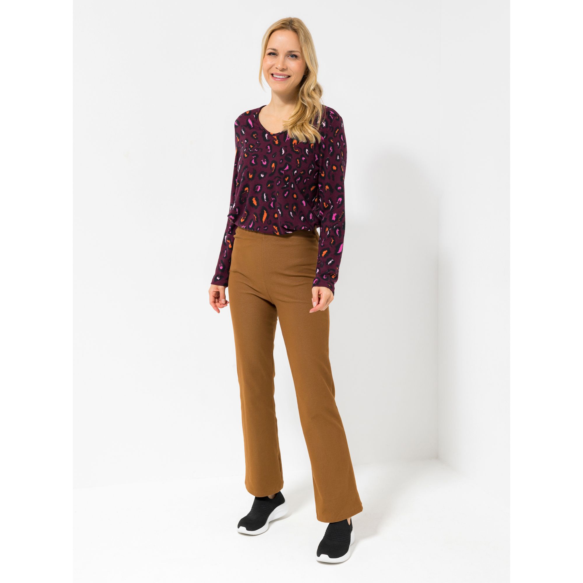 KIM & CO. Hose, 1/1-Länge Denim Jersey Rundumdehnbund ausgestelltes Bein