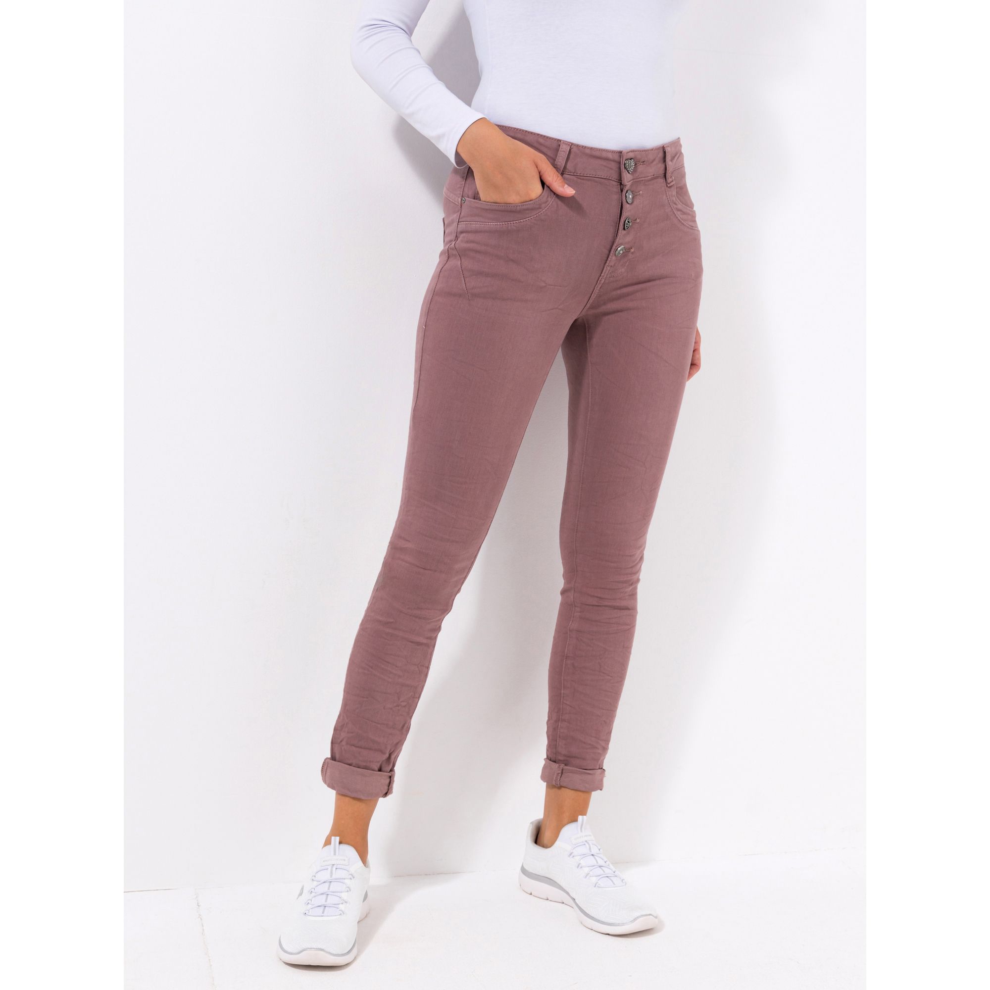 DINE 'N' DANCE Hose Jive 5-Pocket-Style Knopfleiste schmales Bein