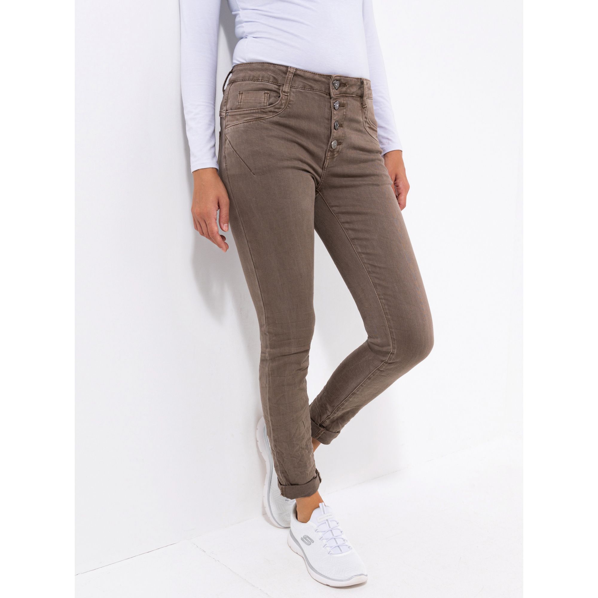DINE 'N' DANCE Hose Jive 5-Pocket-Style Knopfleiste schmales Bein