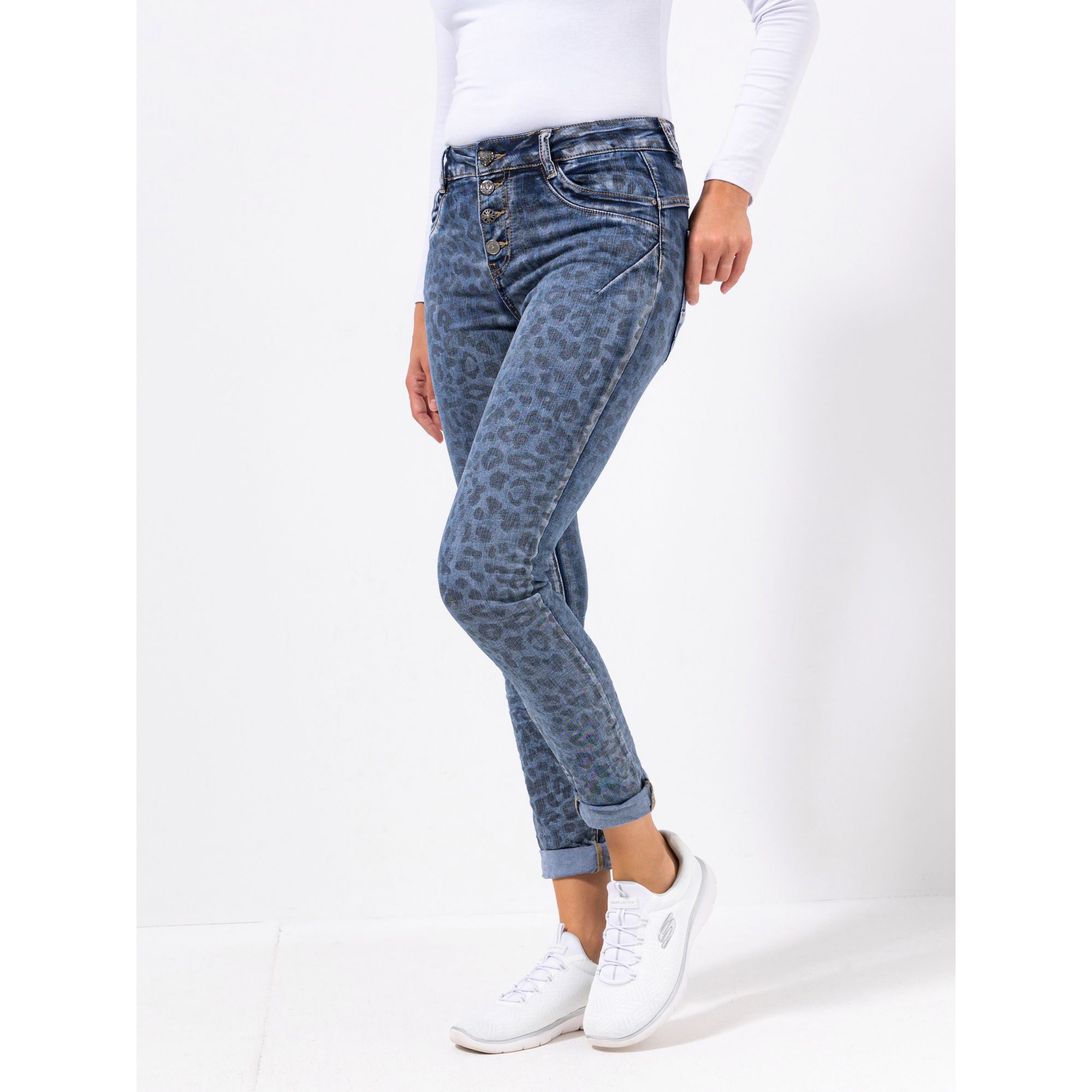 DINE 'N' DANCE Hose Jive 5-Pocket-Style Knopfleiste schmales Bein