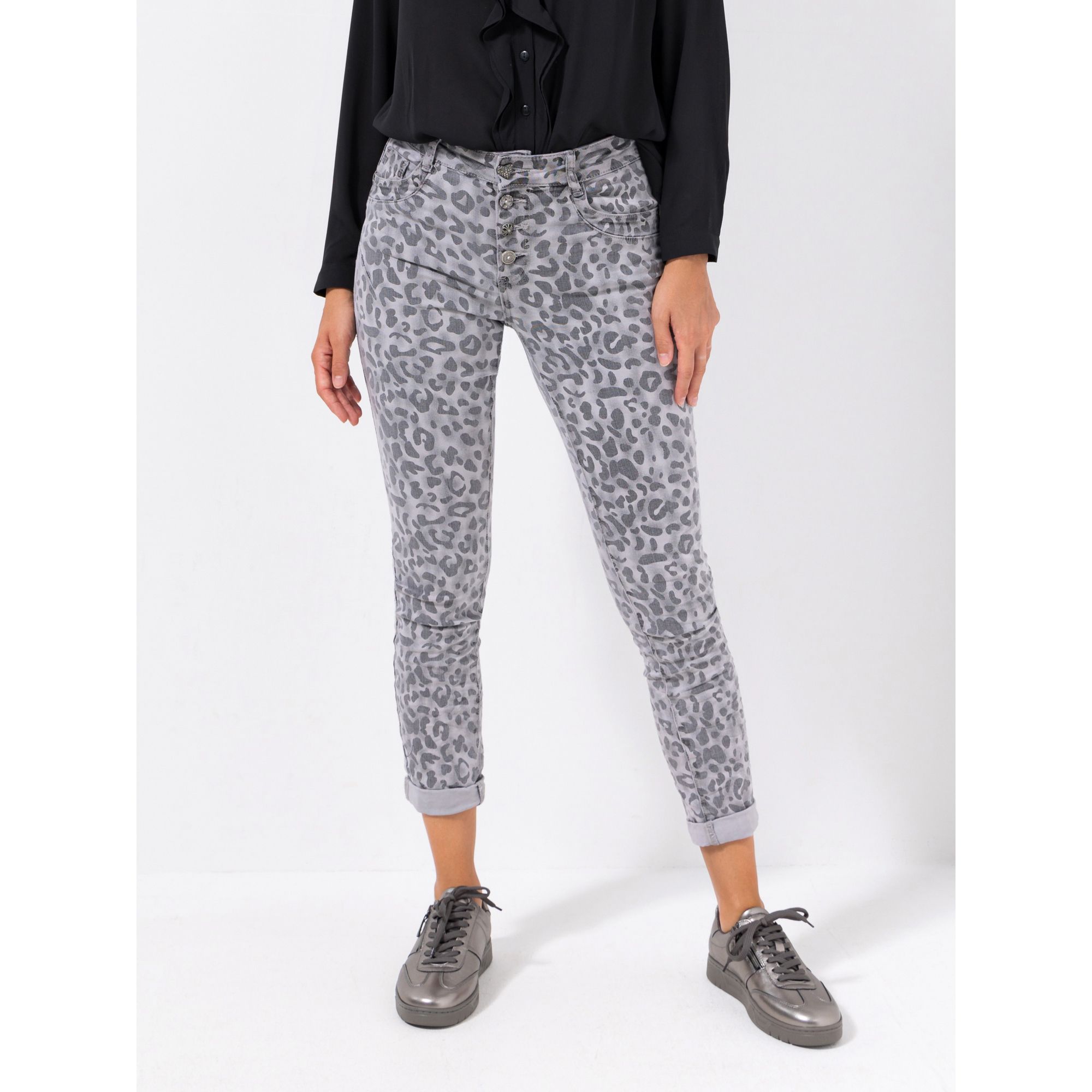 DINE 'N' DANCE Hose Jive 5-Pocket-Style Knopfleiste schmales Bein