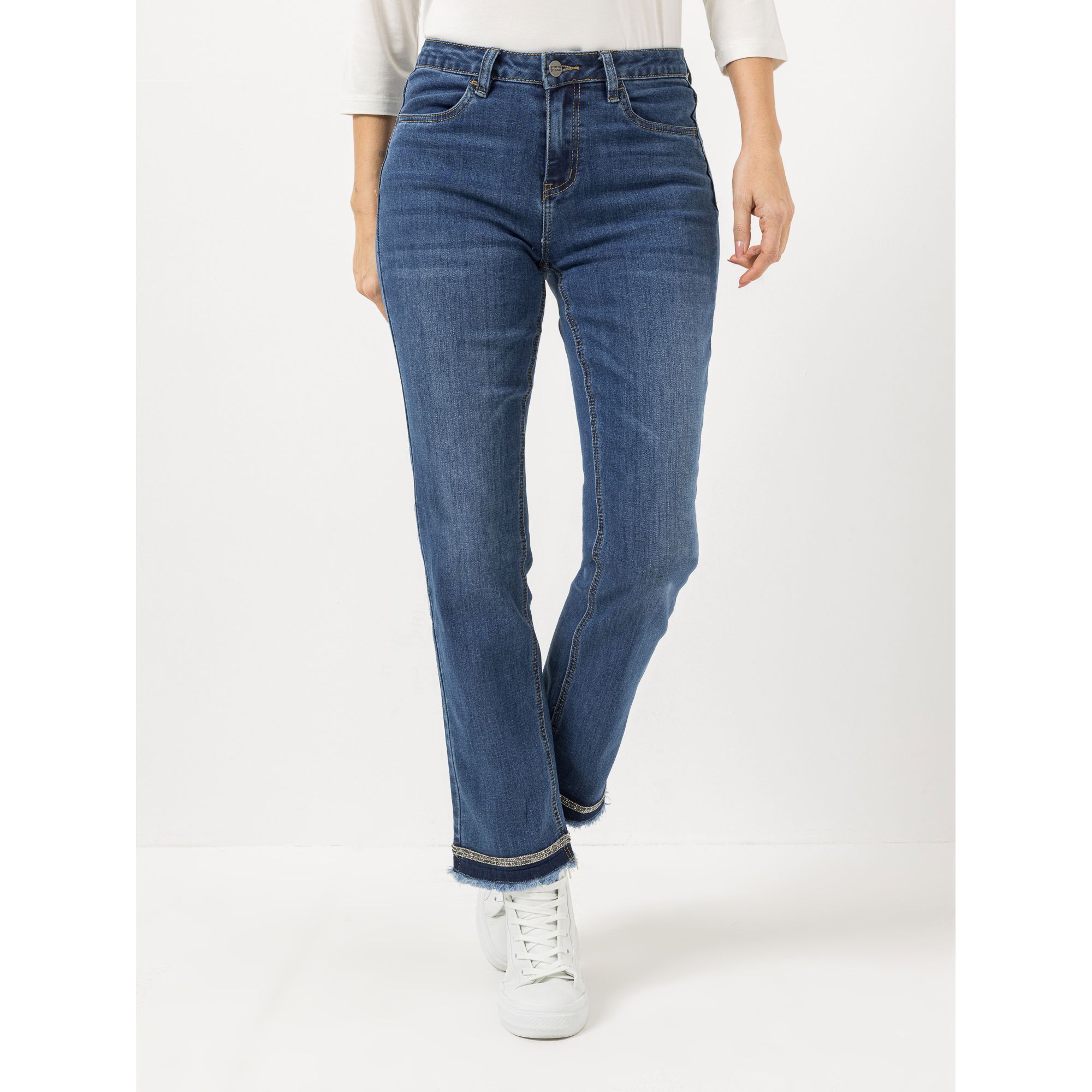 STEFFEN SCHRAUT Jeanshose knöchellang Strass-Detail gerades Bein