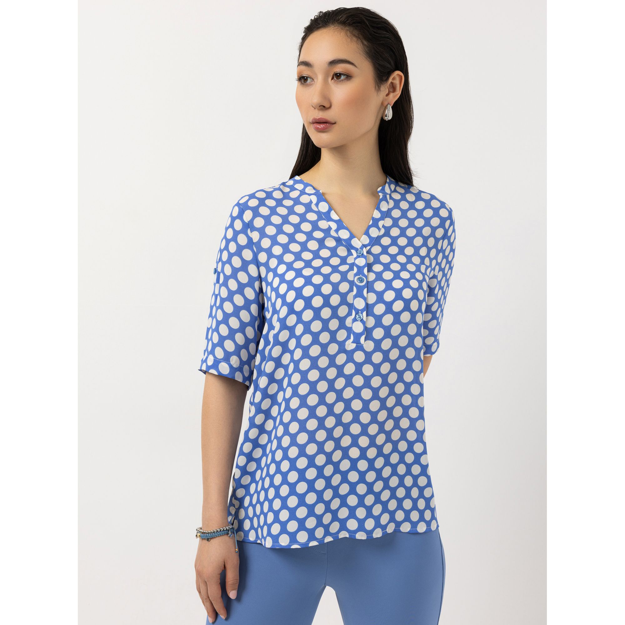 STEFFEN SCHRAUT Bluse, 1/2-Arm halbe Knopfleiste Ärmel-Riegel leger weit