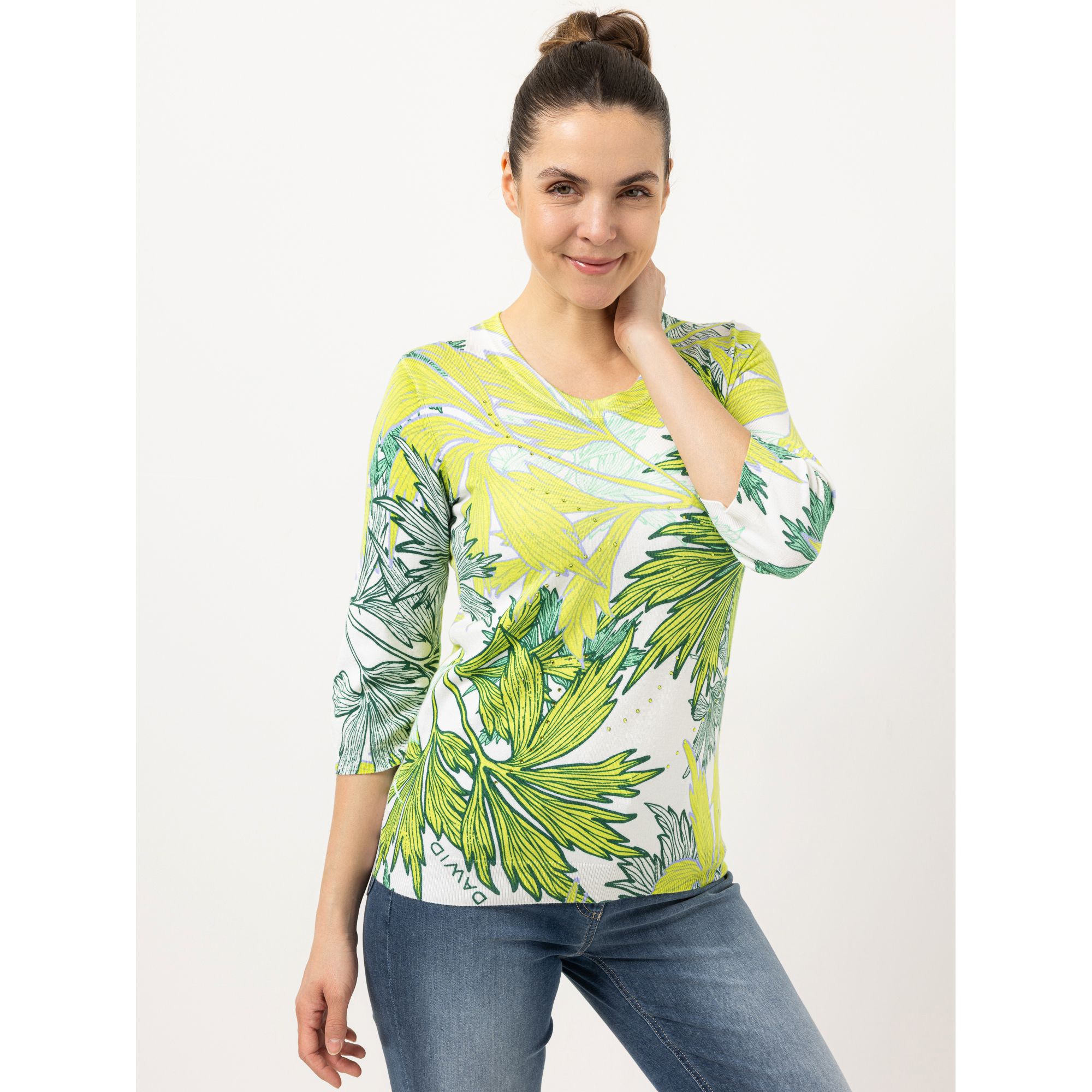 DAWID by Dawid Tomaszewski Pullover, 3/4-Arm Strass-Details figurumspielend