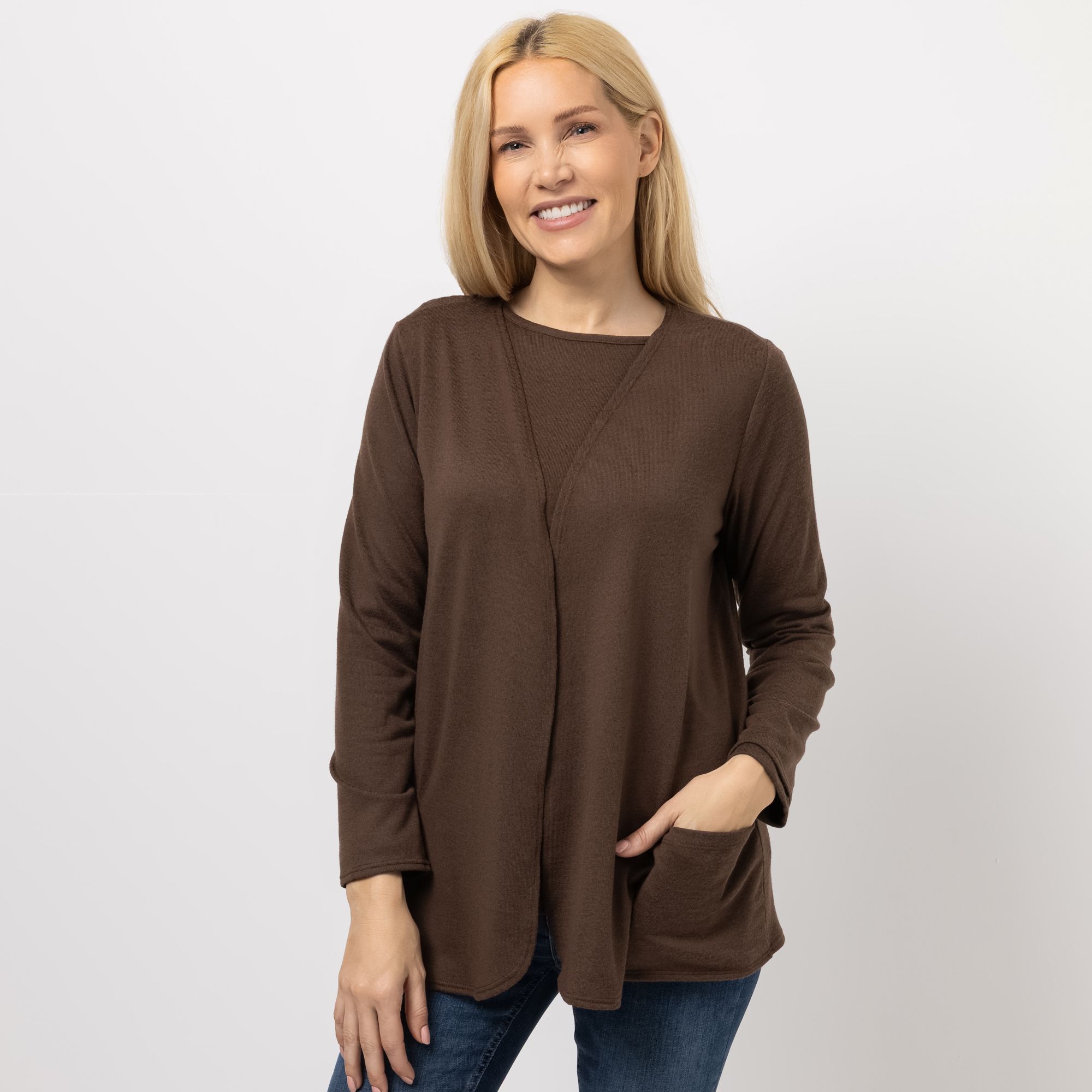 KIM & CO. Cardigan, Langarm Soft Touch Jersey Eingrifftaschen figurumspielend