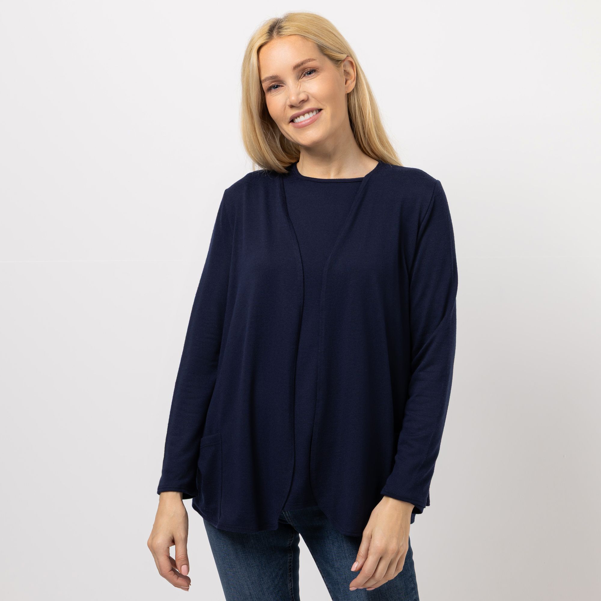 KIM & CO. Cardigan, Langarm Soft Touch Jersey Eingrifftaschen figurumspielend