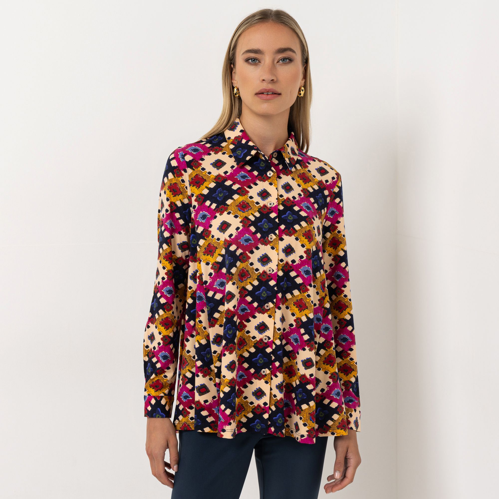 STEFFEN SCHRAUT Jerseybluse Sanremo Blusenkragen Manschetten ausgestellter Saum