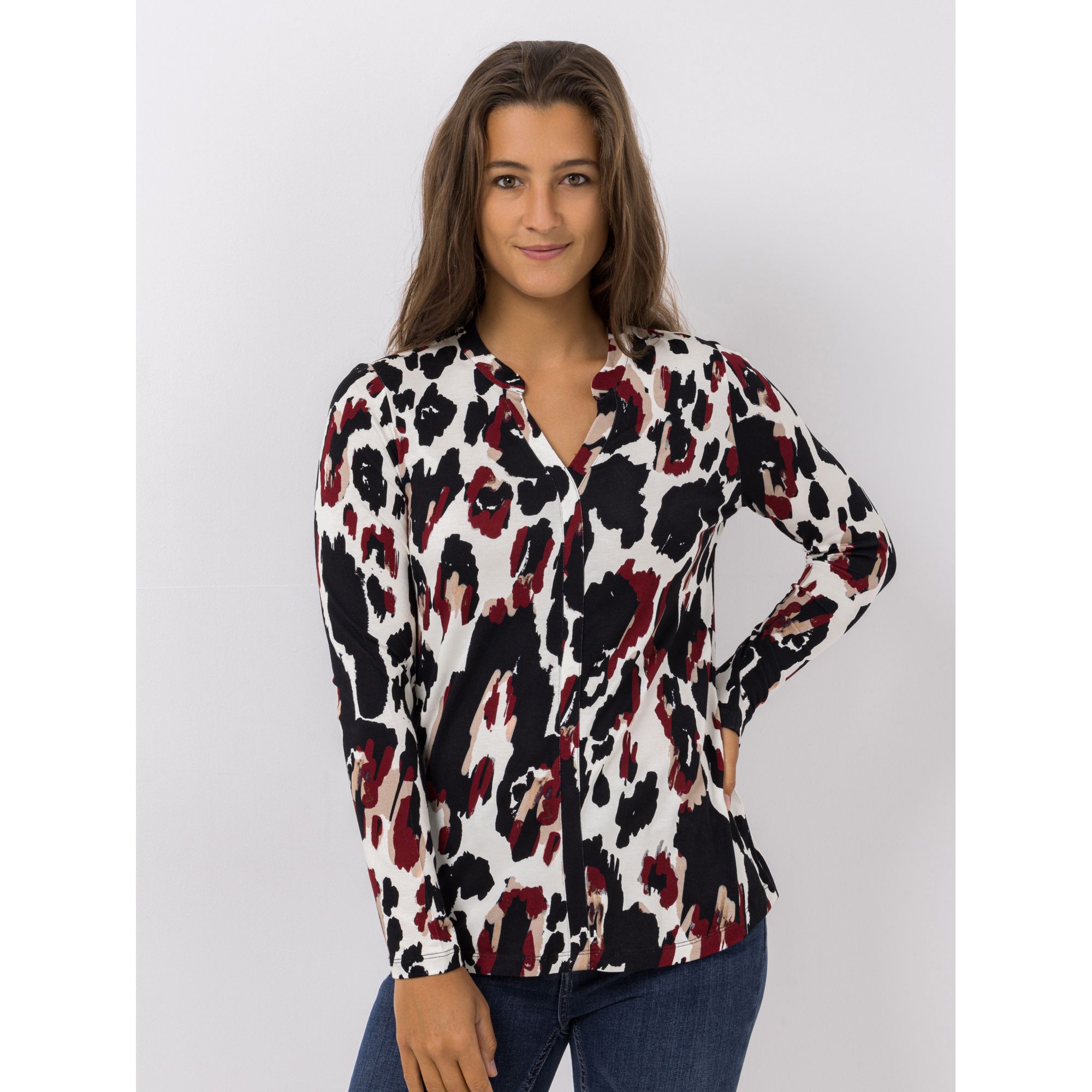 DINE 'N' DANCE Shirt, 1/1-Arm Serafinokragen Zierblende leger weit