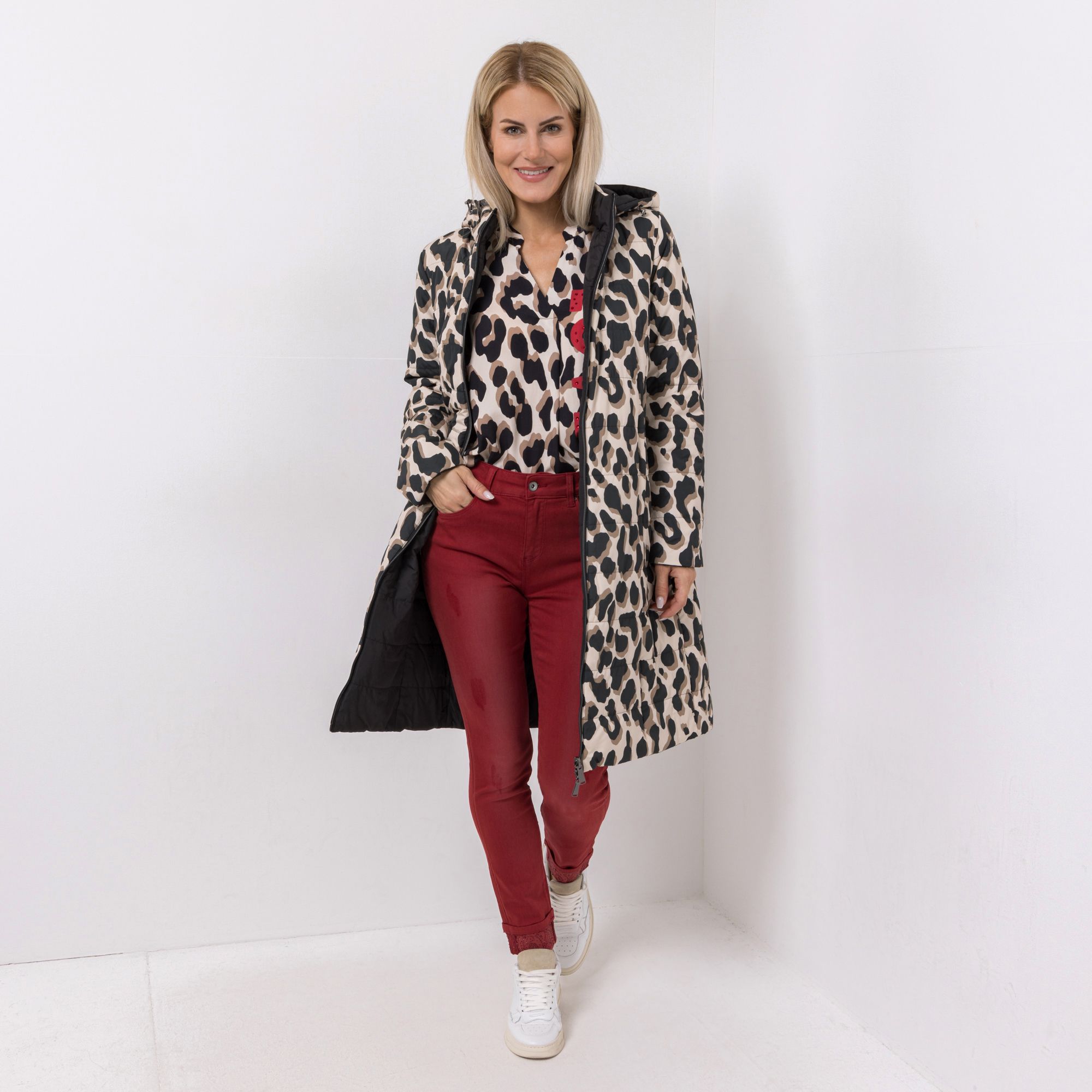 DINE 'N' DANCE Kurzmantel wendbar uni/gemustert leger weit