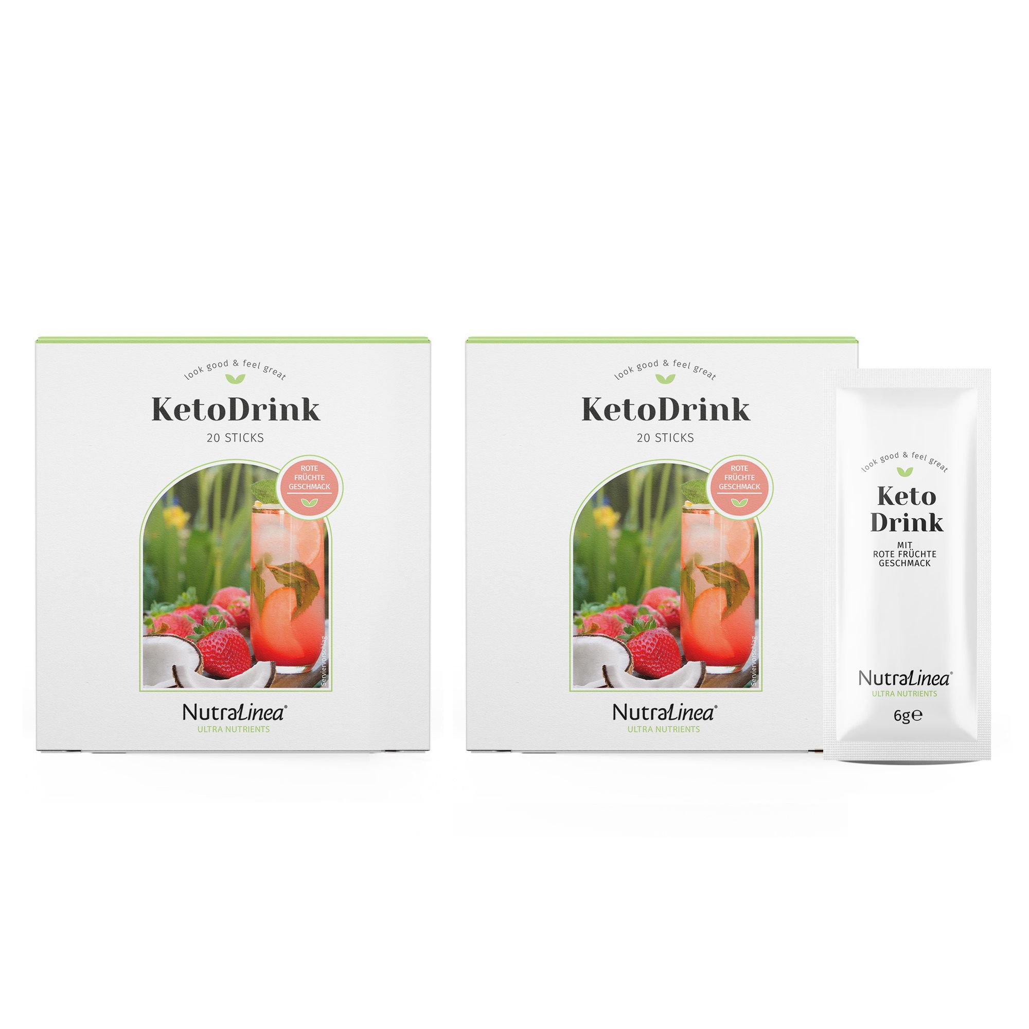 NutraLinea® Keto Drink mit Vitamin C, L-Carnitin & MCT 2x20 Sticks für 40 T.