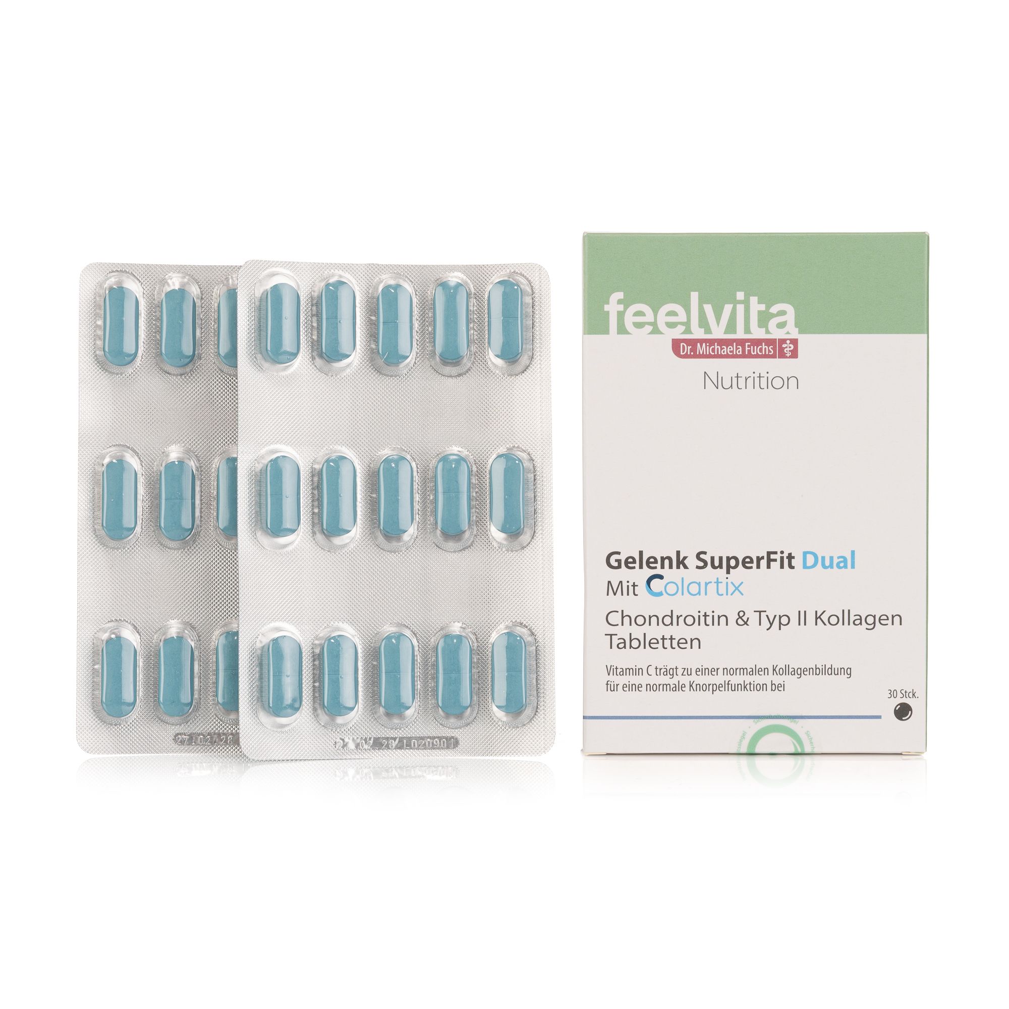 Dr. Michaela Fuchs feelvita Gelenk SuperFit Dual mit Colartix® 30 Tabletten, 42g