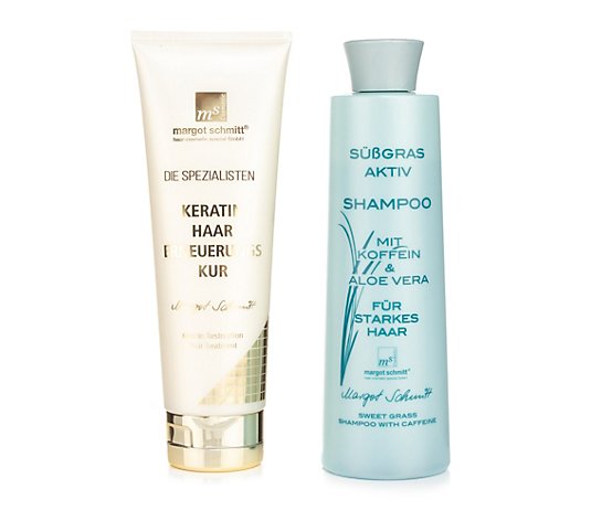 MARGOT SCHMITT® Süßgras Aktiv Shampoo 350ml & Keratin Haar Erneuerungskur 250ml