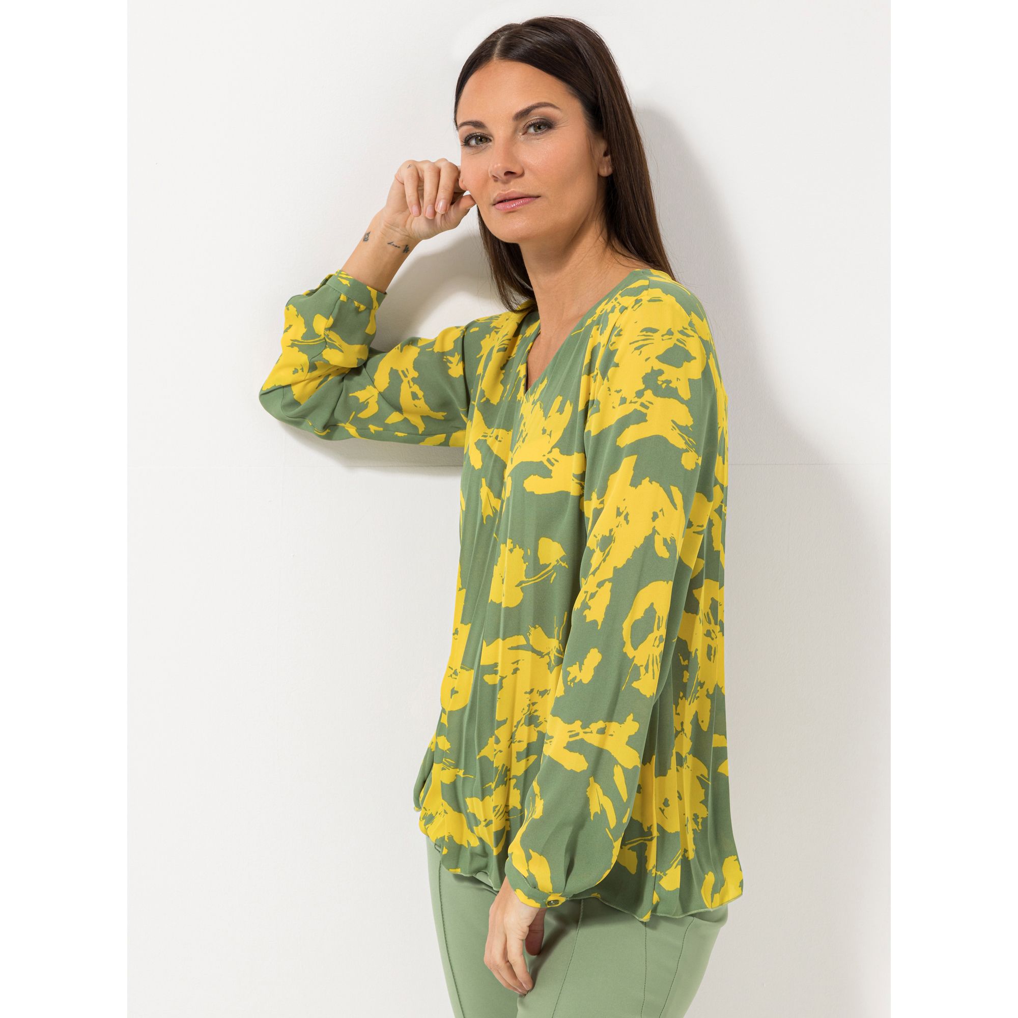 STEFFEN SCHRAUT Bluse Acapulco Plissée-Falten V-Ausschnitt leger weit