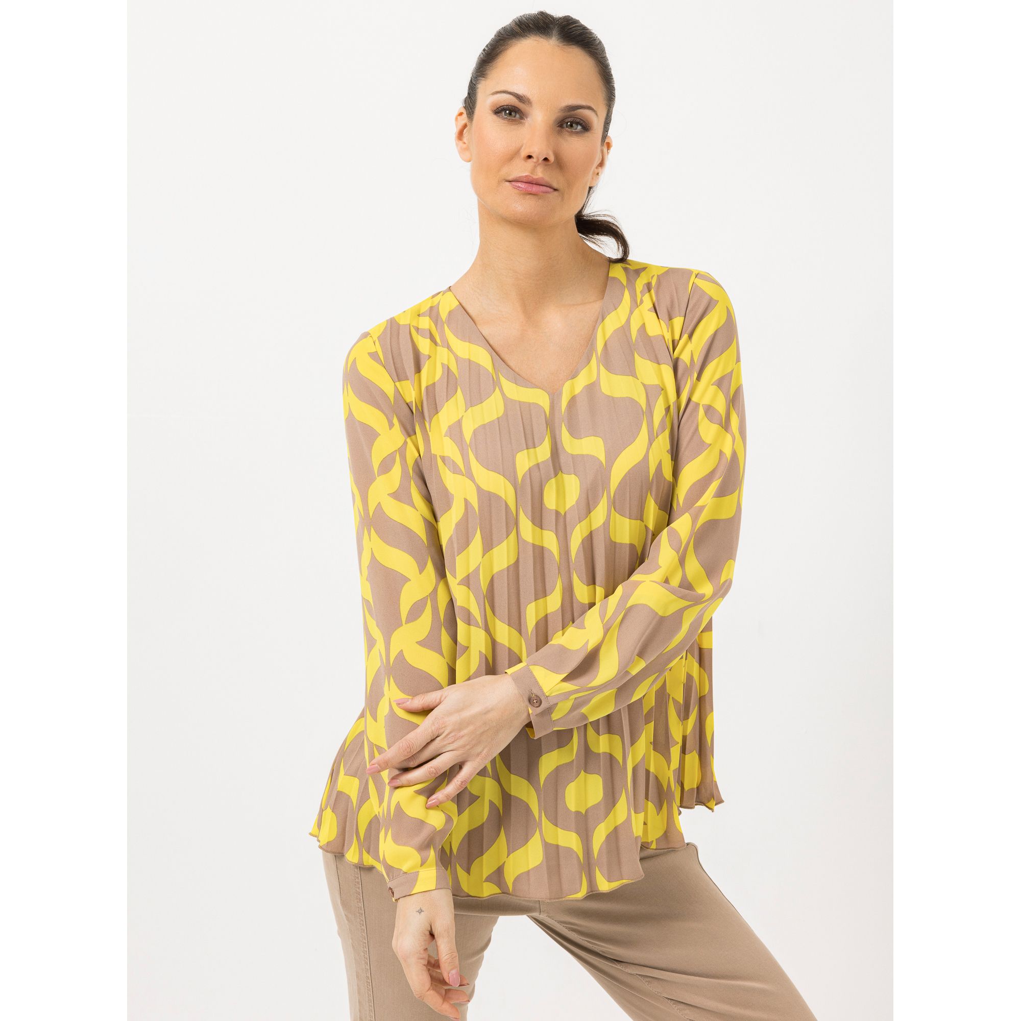 STEFFEN SCHRAUT Bluse Acapulco Plissée-Falten V-Ausschnitt leger weit