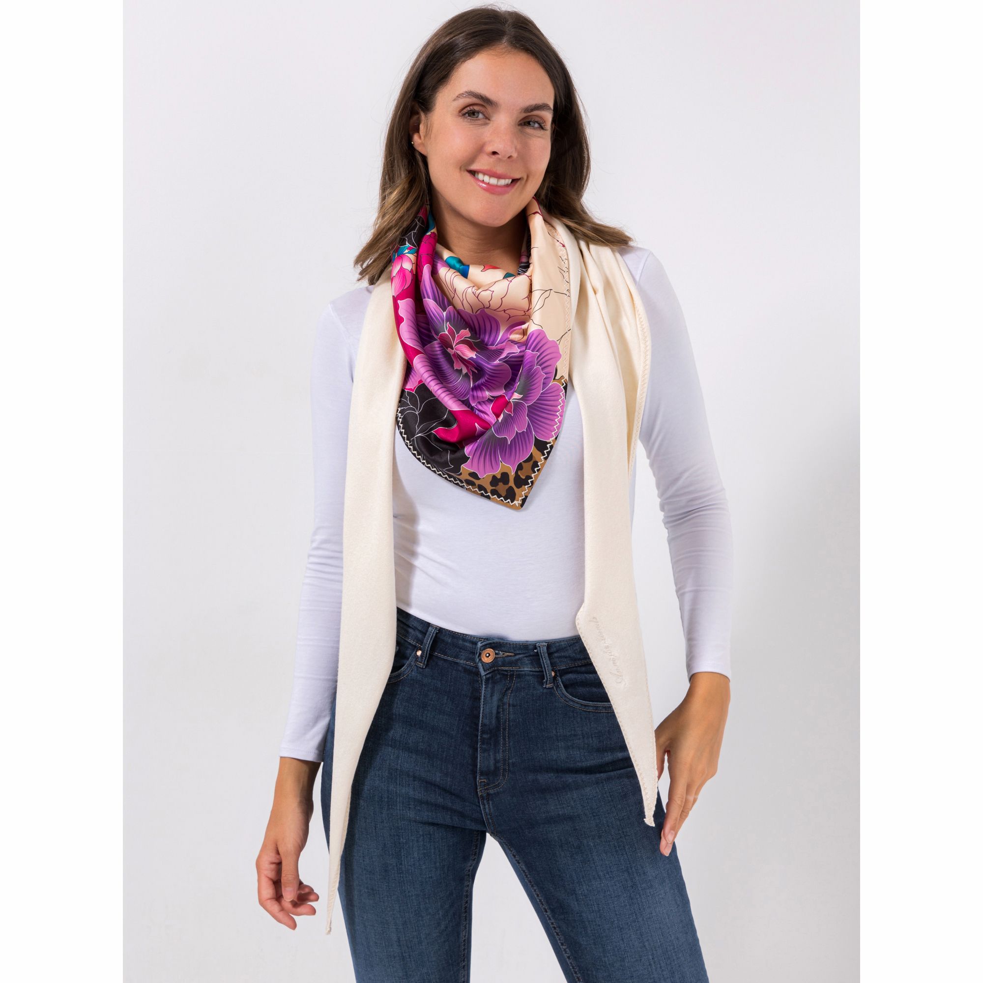 ANNI FOR FRIENDS Schal Ayla Breite ca. 230cm Materialmix bedruckt