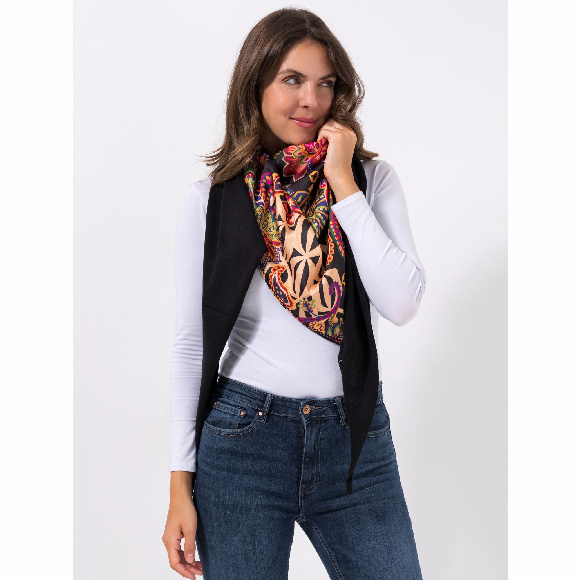 ANNI FOR FRIENDS Schal Ayla Breite ca. 230cm Materialmix bedruckt