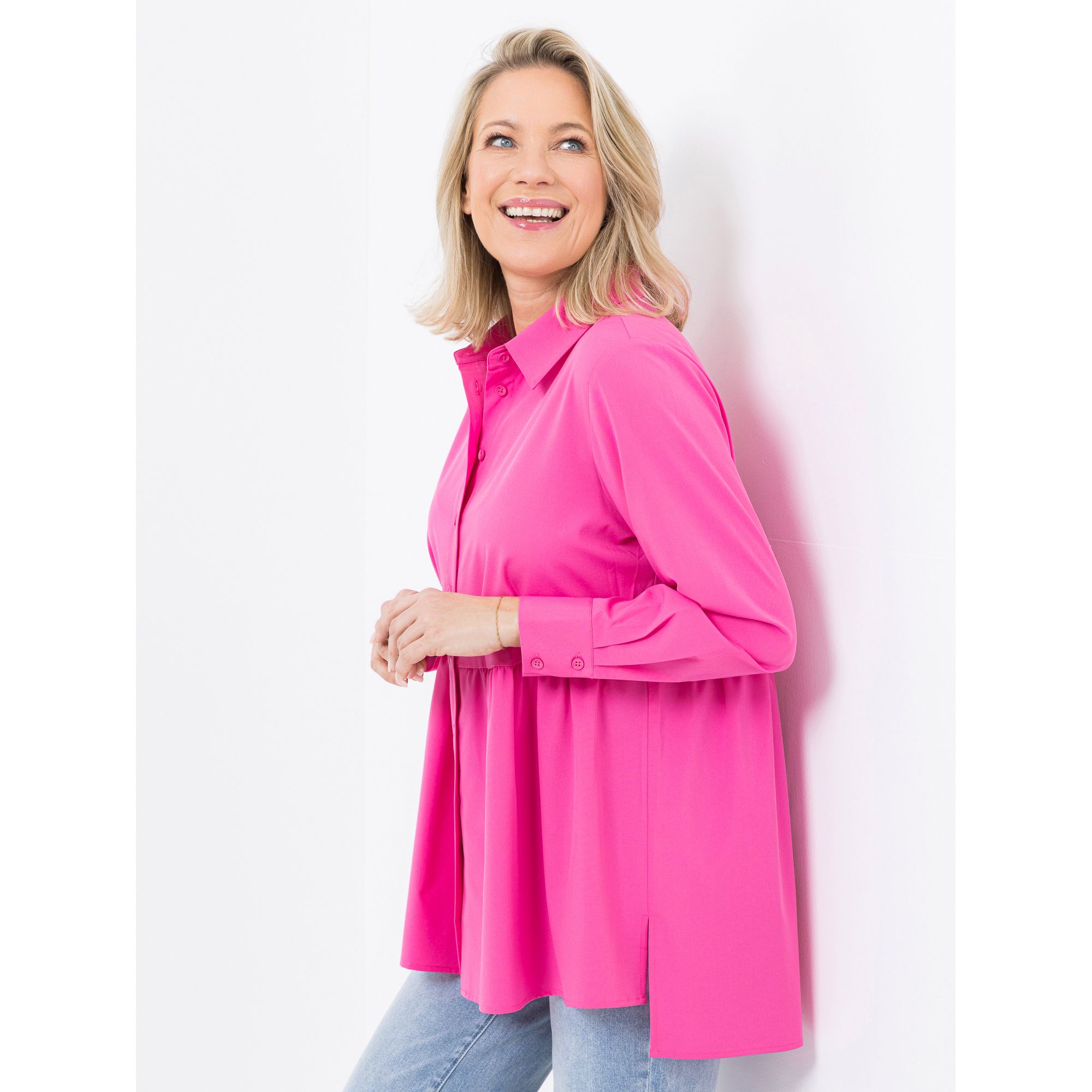 KILIAN KERNER SENSES Tunikabluse, Langarm hinten länger Knopfleiste leger weit