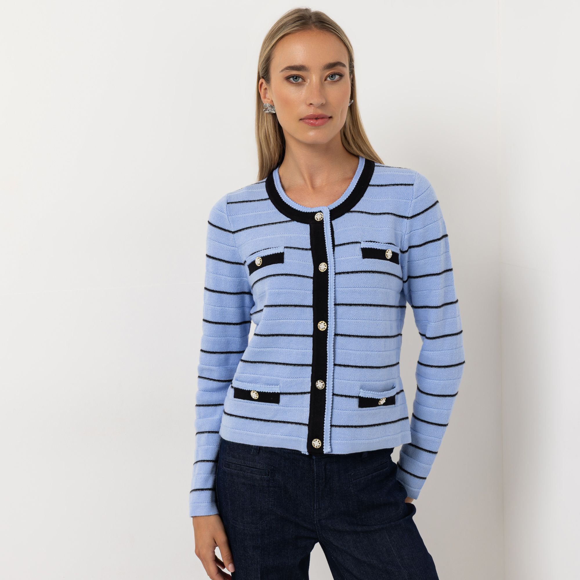 STEFFEN SCHRAUT Strickjacke Strukturstrick Schmuckknöpfe figurumspielend