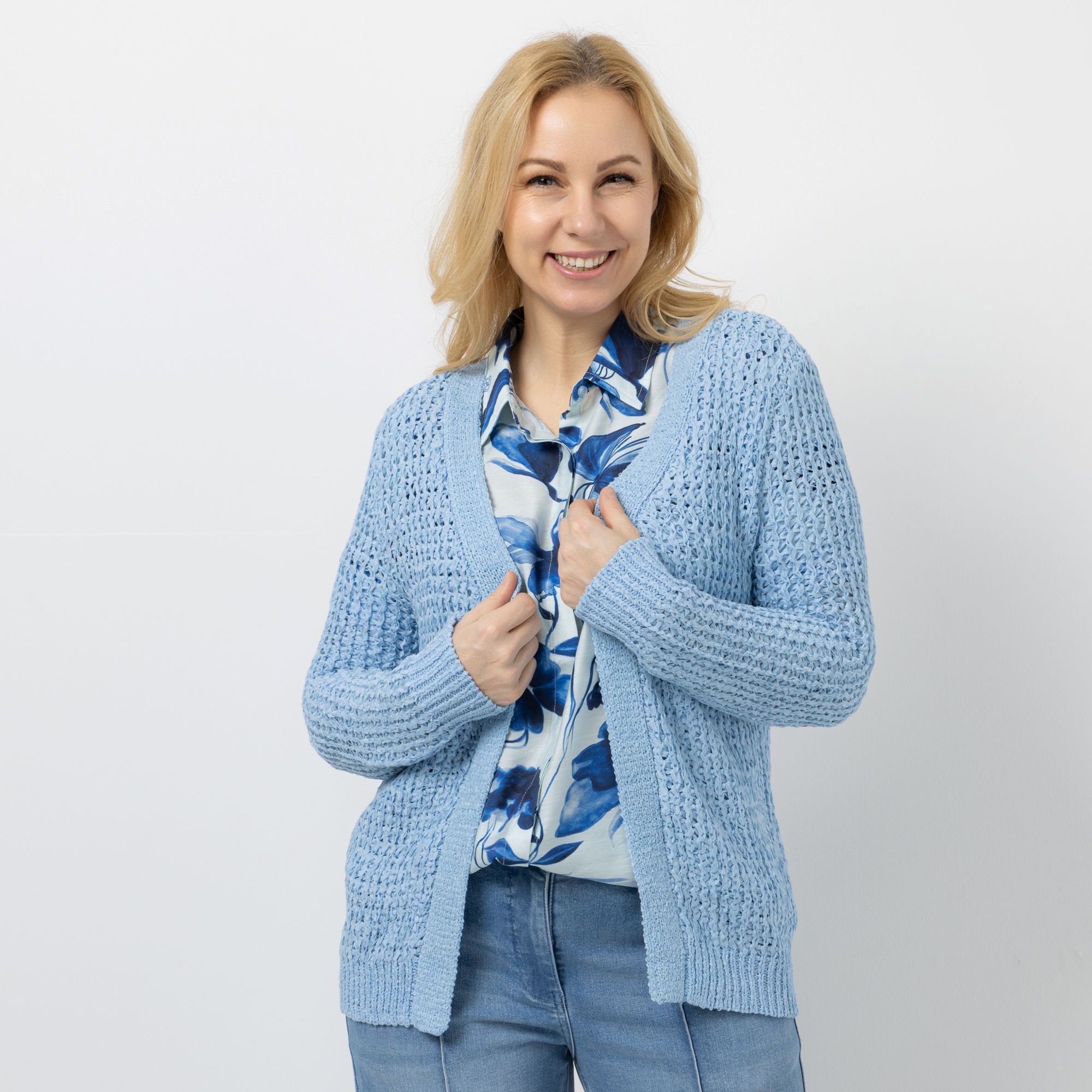 DAWID by Dawid Tomaszewski Cardigan, Langarm Bändchen-Strukturgarn figurumspielend