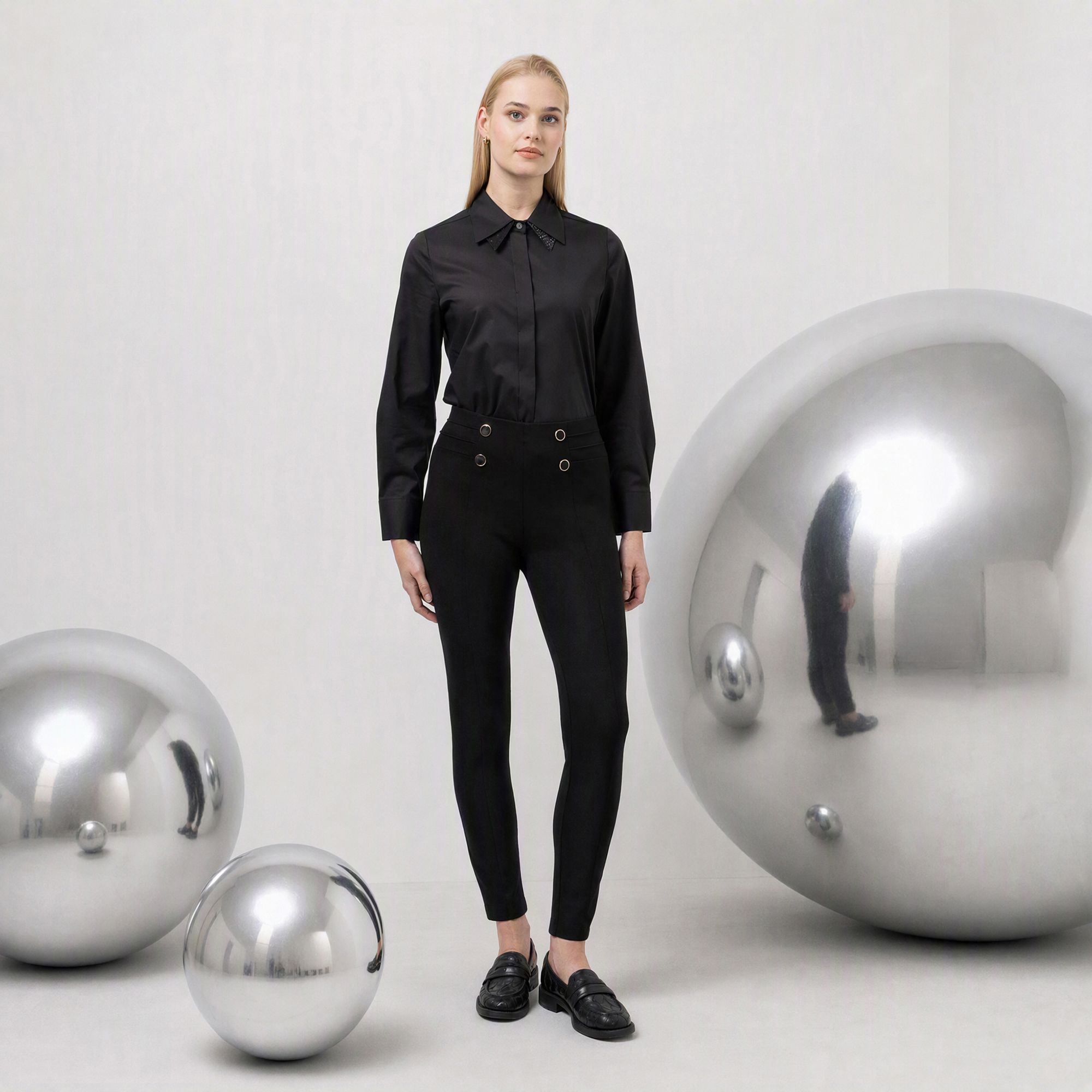  STEFFEN SCHRAUT SELECTION Jeggings Rundumdehnbund Zierknöpfe sehr schmales Bein