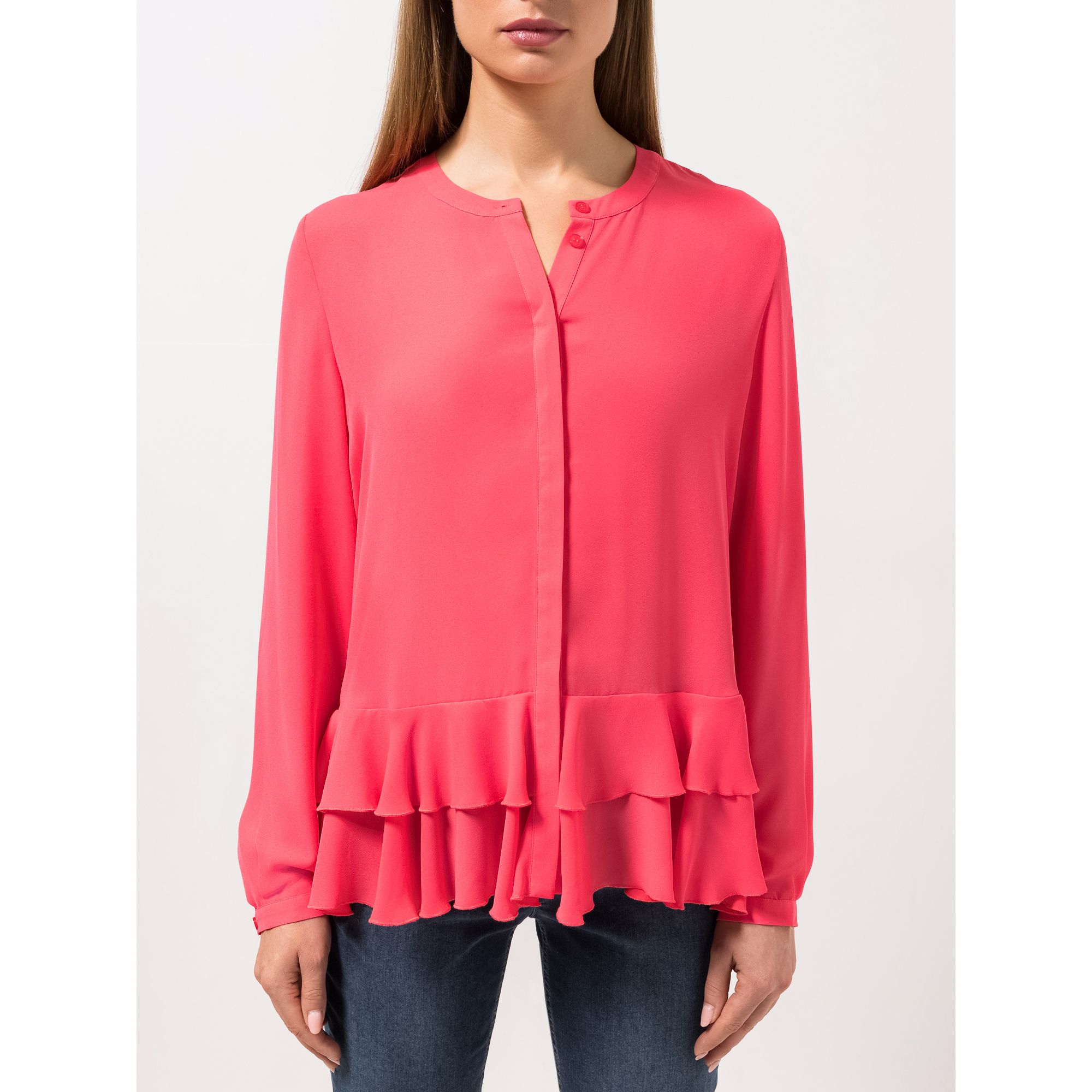 STEFFEN SCHRAUT Bluse Rundhalsausschnitt Volants am Saum figurumspielend