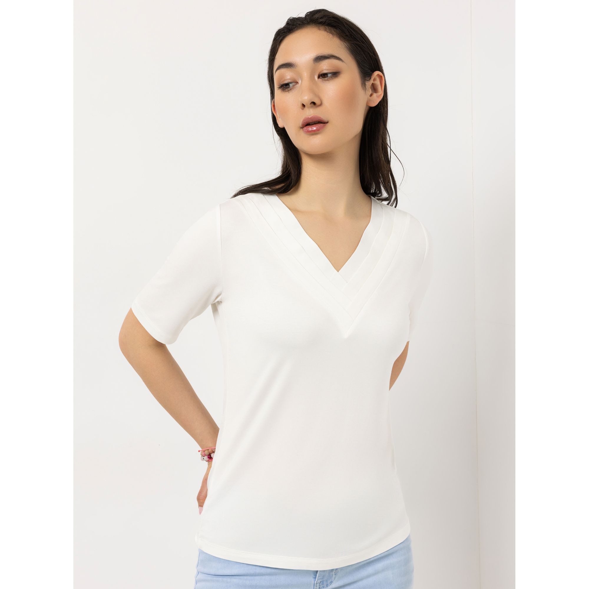 STEFFEN SCHRAUT Shirt, 1/2 Arm V-Ausschnitt mit ECOVERO Viskose figurumspielend