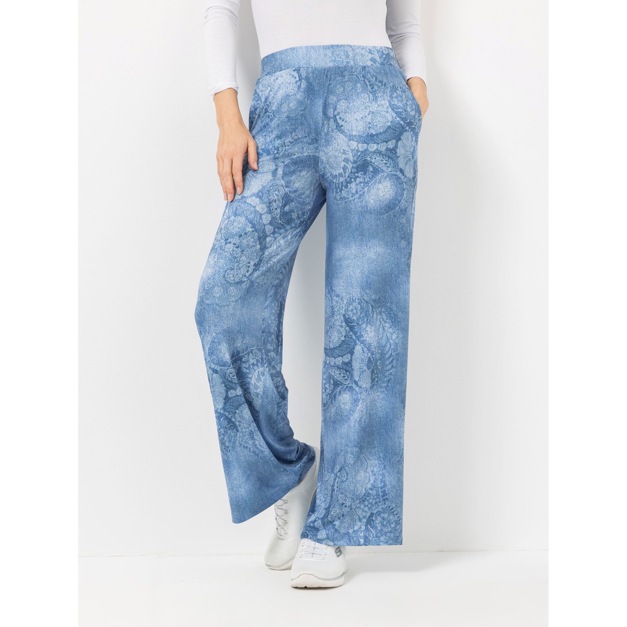 DINE 'N' DANCE Hose, 1/1-Länge Rundumdehnbund 2 Eingrifftaschen weites Bein