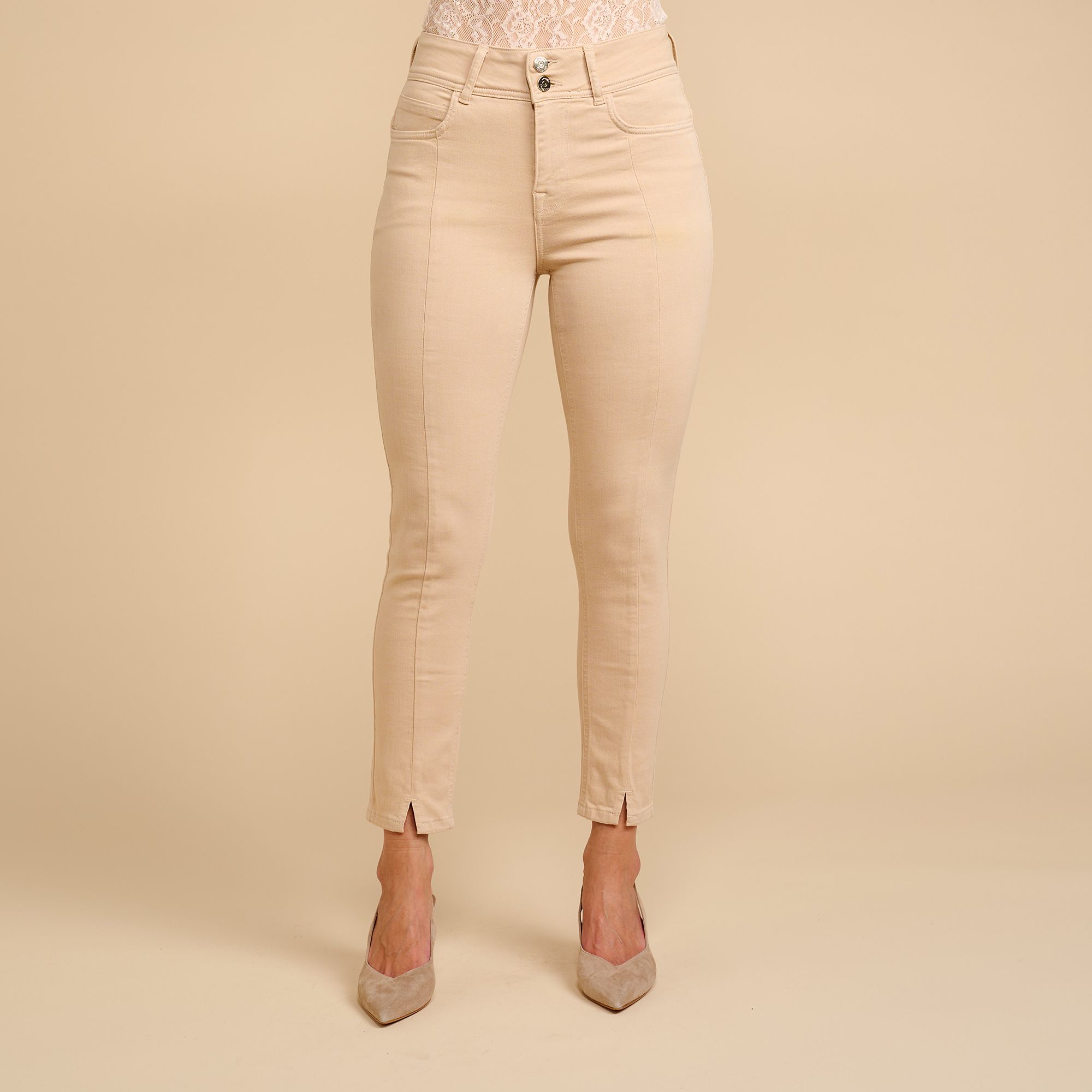 SCHIFFHAUER MUNICH® Jeans, knöchellang Happiness mit Schmuckknöpfen schmales Bein