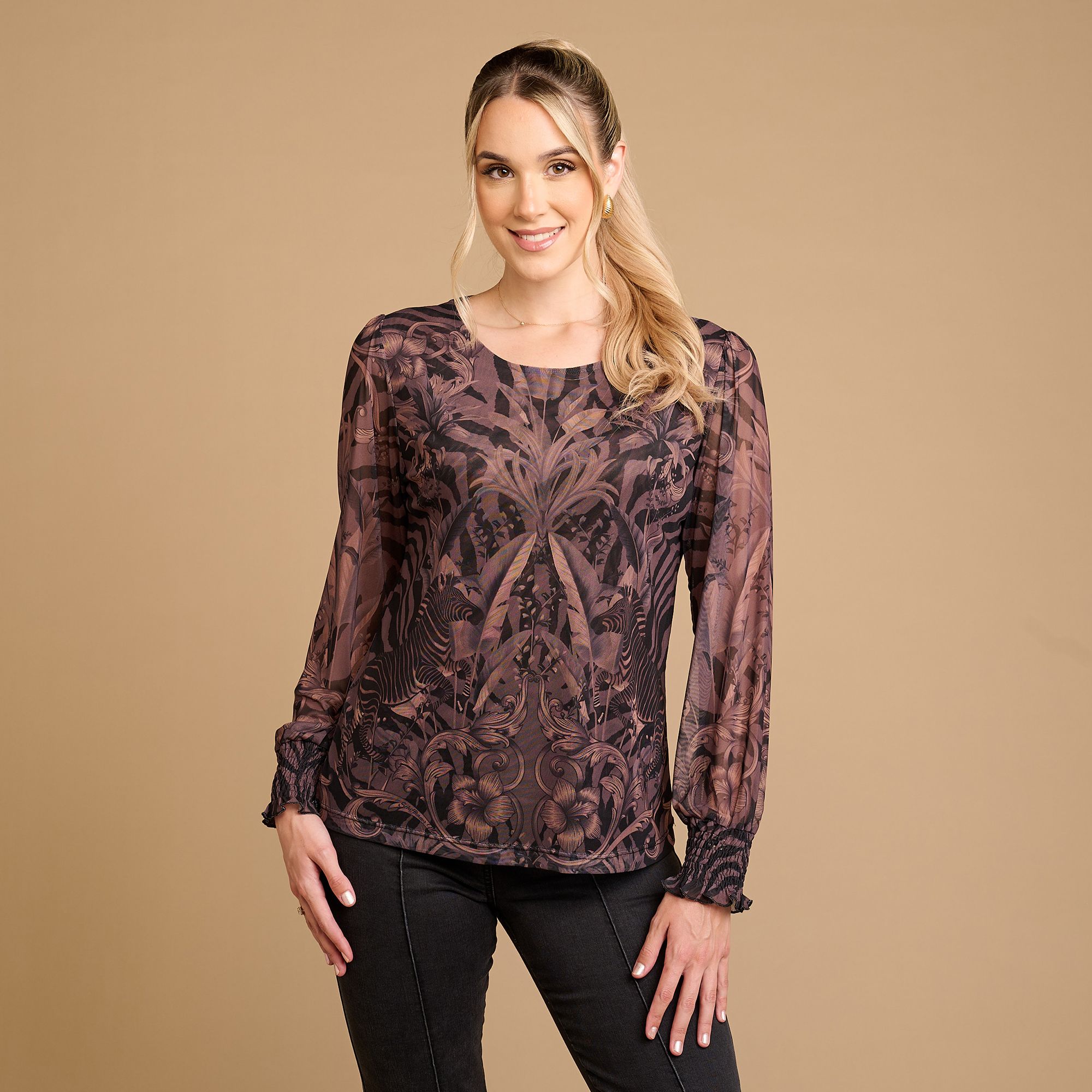 SCHIFFHAUER MUNICH® Shirt Portugal Rundhalsausschnitt Allover Druck figurumspielend