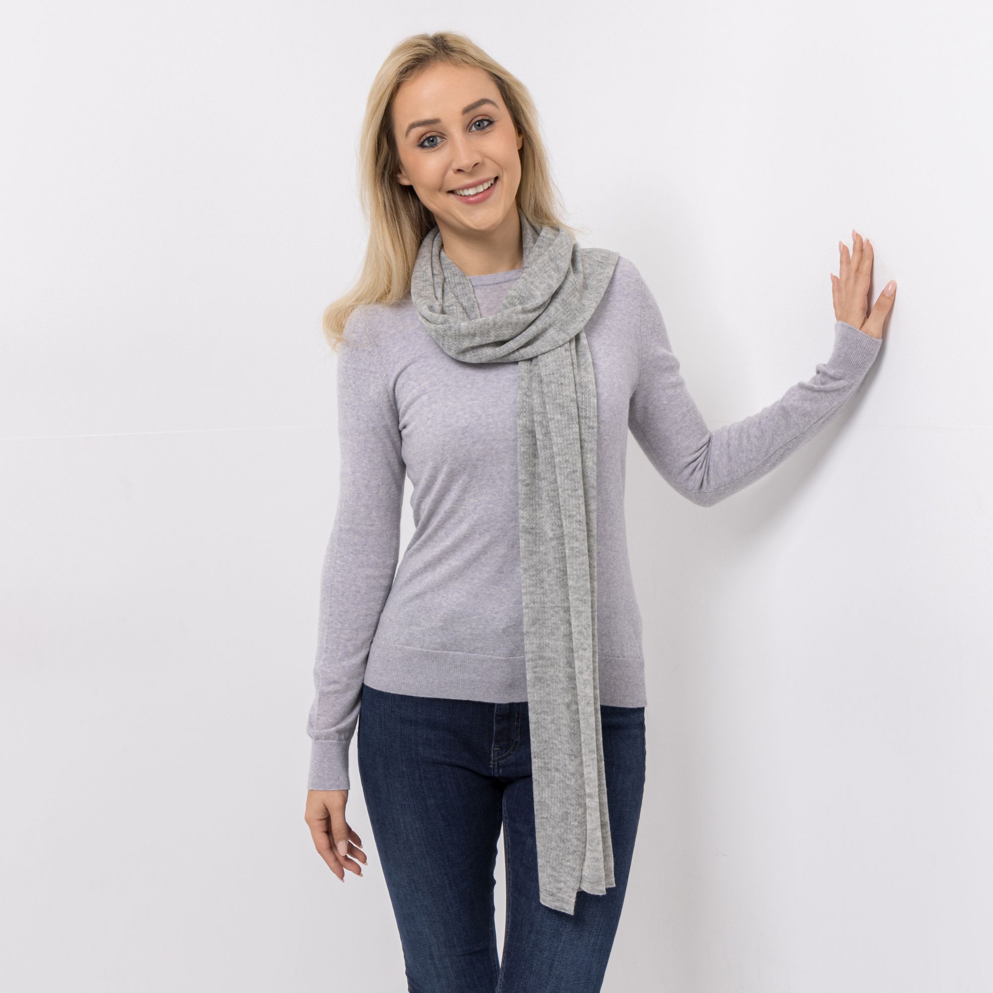 EVA LUTZ Schal Feinstrick Kaschmir-Anteil ca. 180x50cm