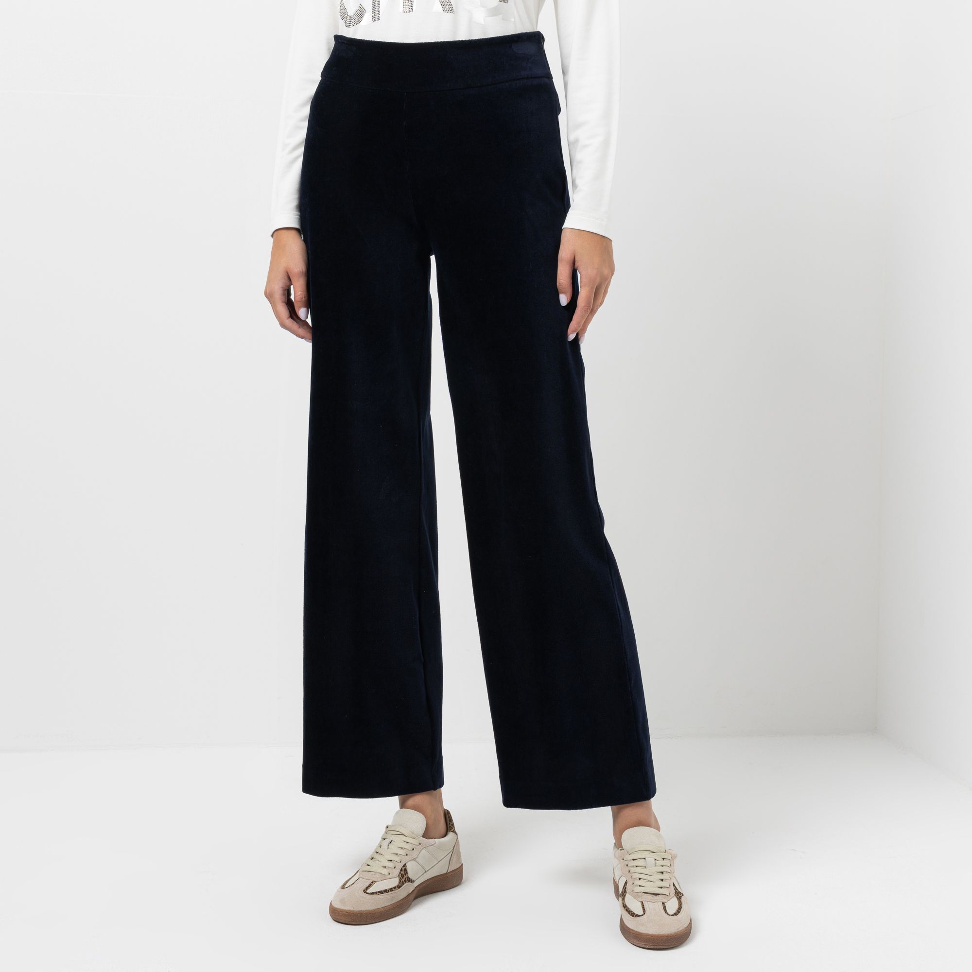 STEFFEN SCHRAUT Hose, lange Form elastischer Samtcord weites Bein