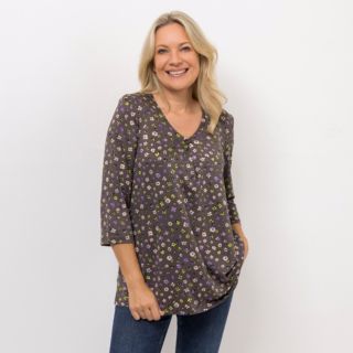 KIM & CO. Longshirt, 3/4-Arm Brazil Knit Jersey V-Ausschnitt figurumspielend