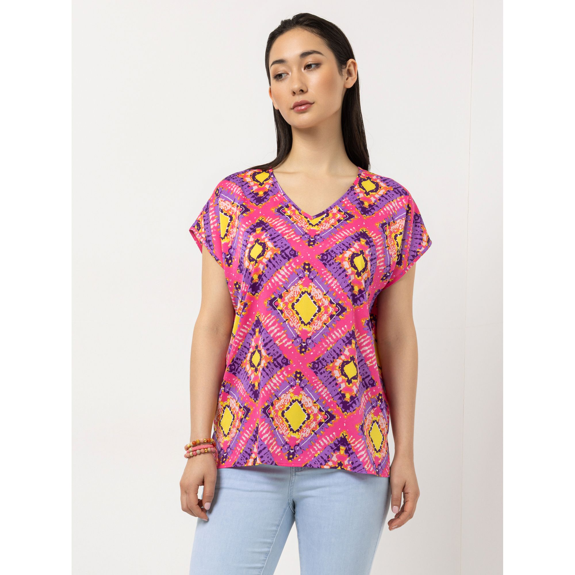 STEFFEN SCHRAUT Bluse V-Ausschnitt Seitenschlitze leger weit