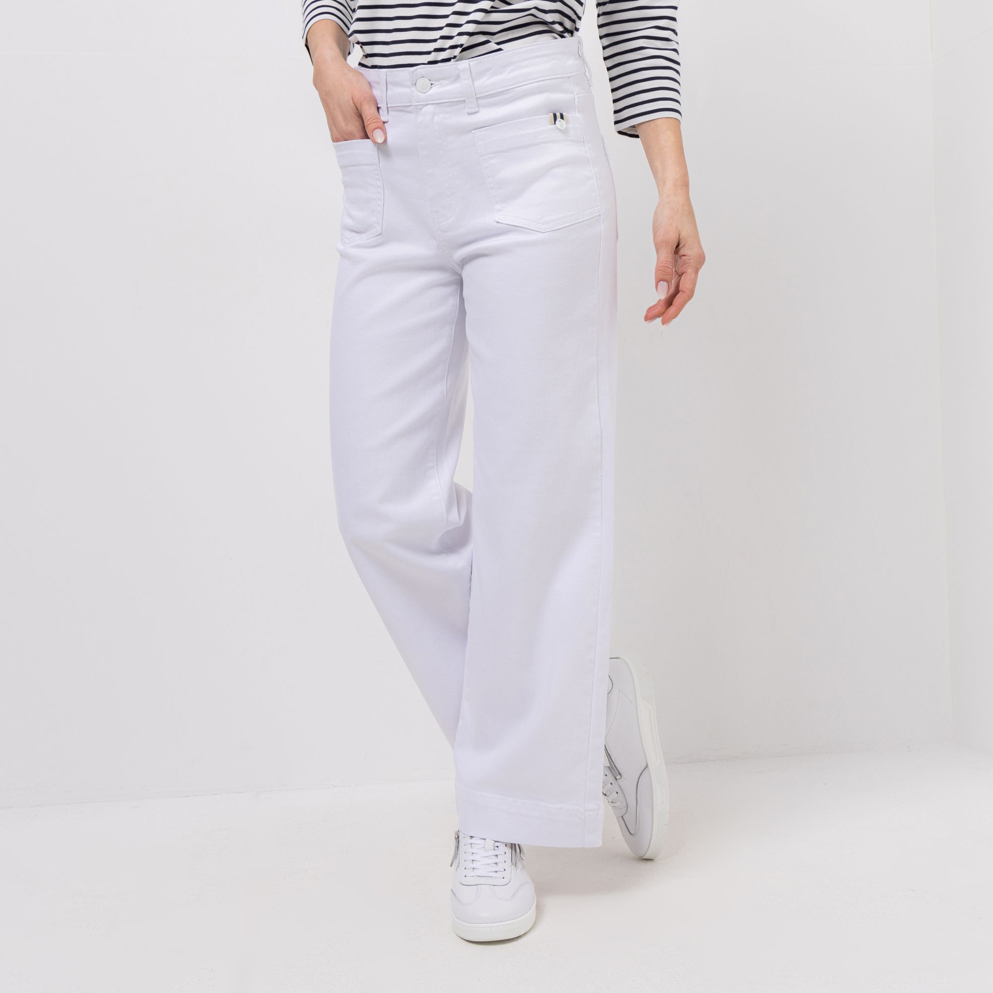 STRANDFEIN Hose aufgesetzte Taschen gerades Bein Logostickerei