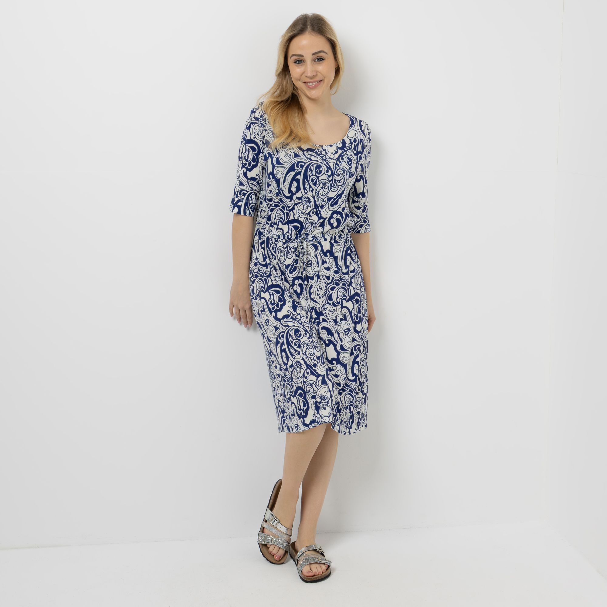 EVA LUTZ Kleid Rundhalsausschnitt mit ECOVERO Viskose knieumspielend