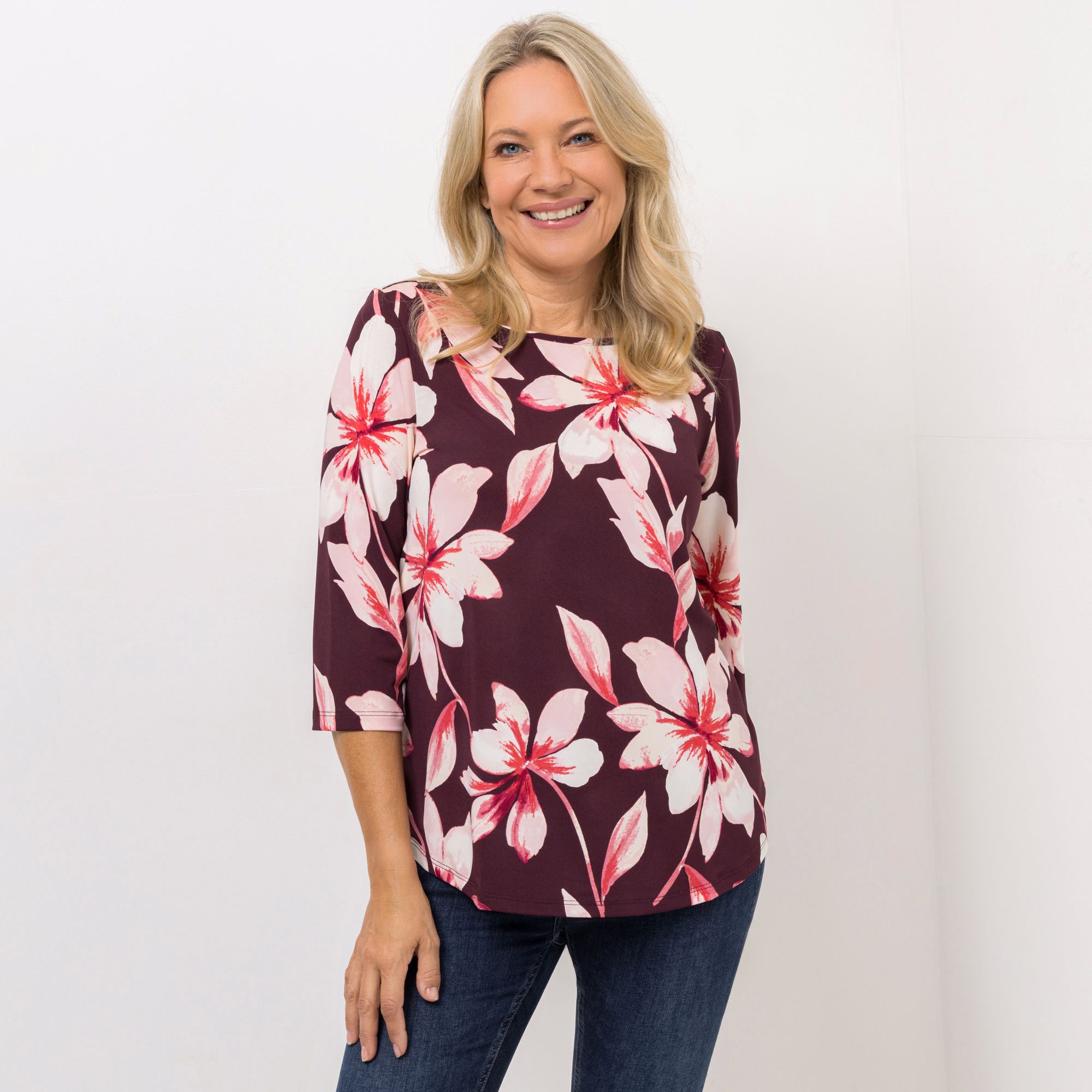 KIM & CO. Shirt, 3/4-Arm Brazil Knit Jersey Rundhalsausschnitt figurumspielend