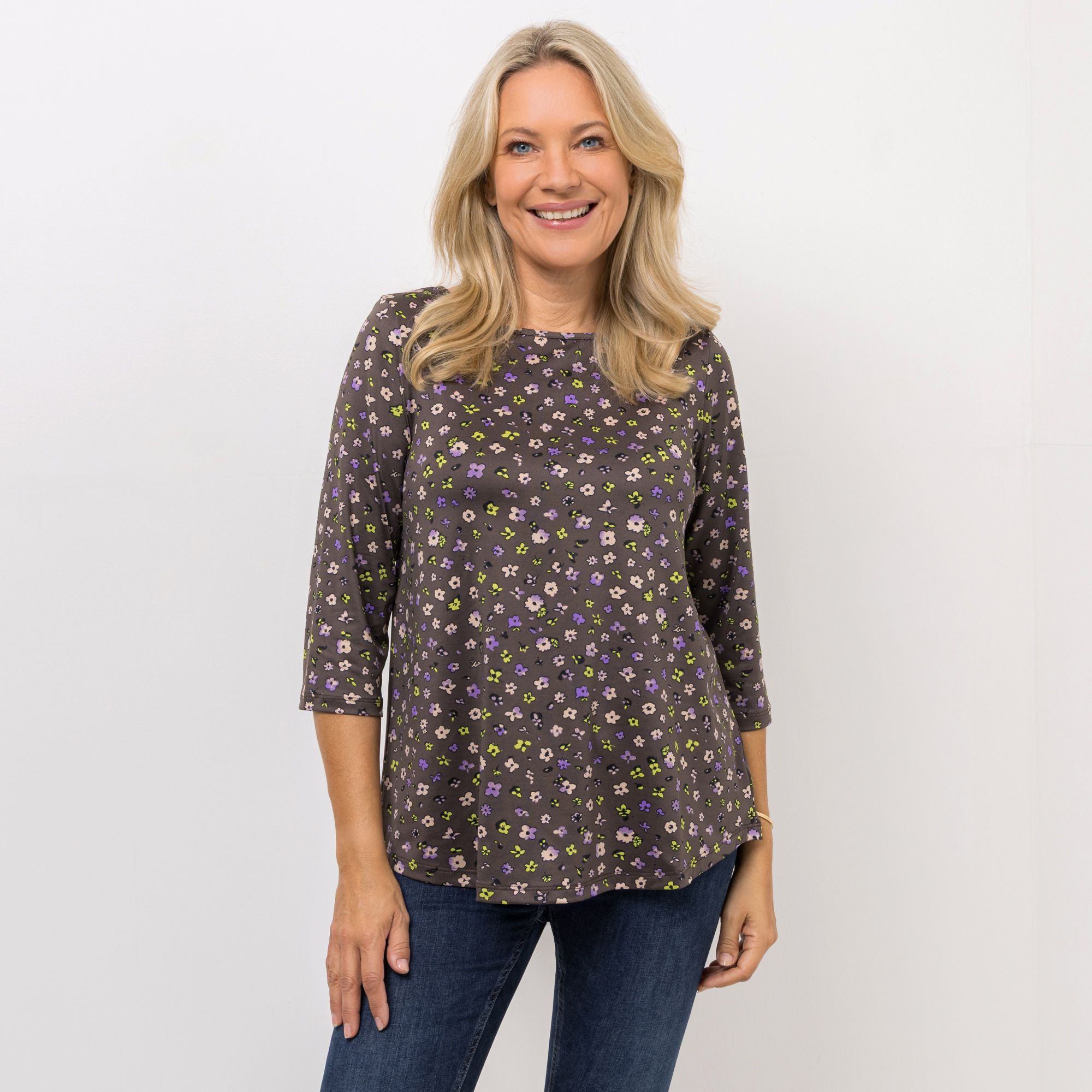 KIM & CO. Shirt, 3/4-Arm Brazil Knit Jersey Rundhalsausschnitt figurumspielend
