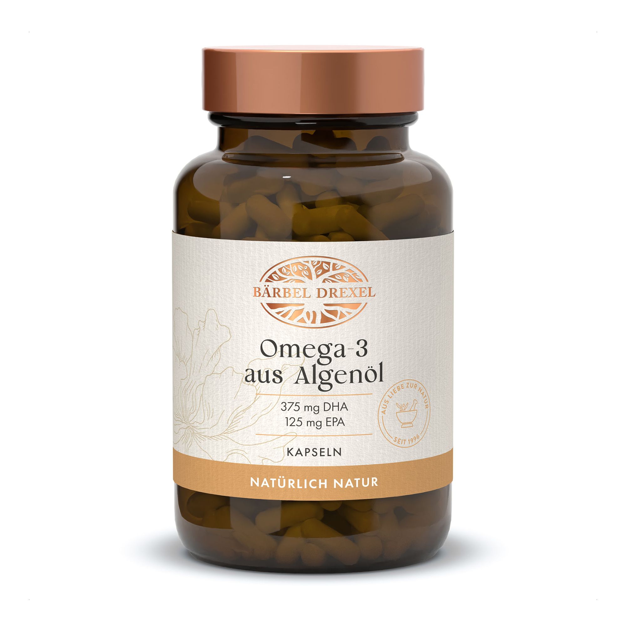BÄRBEL DREXEL Omega-3 Kapseln aus Algenöl, vegan 500mg DHA-EPA 60 Stück für 60 Tage