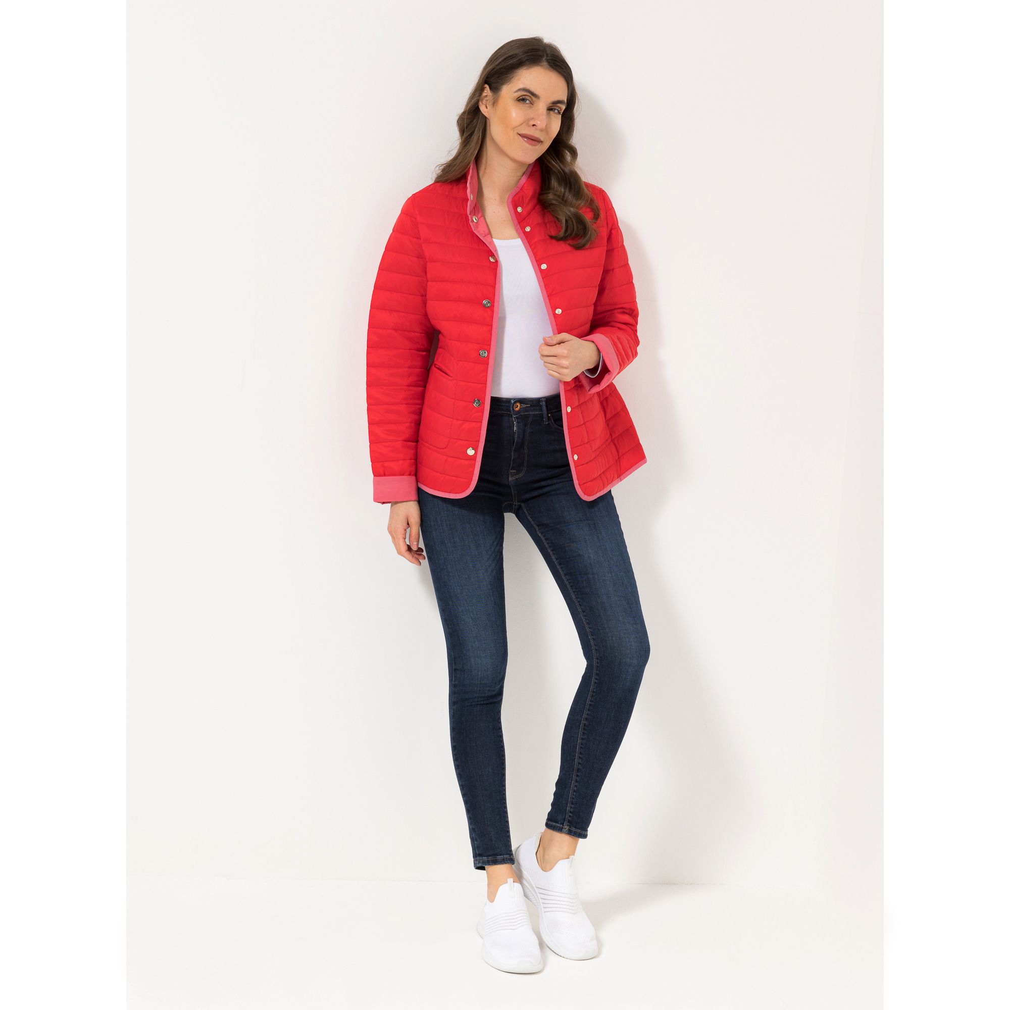 EVA LUTZ Wendejacke Druckknöpfe Stehkragen figurumspielend