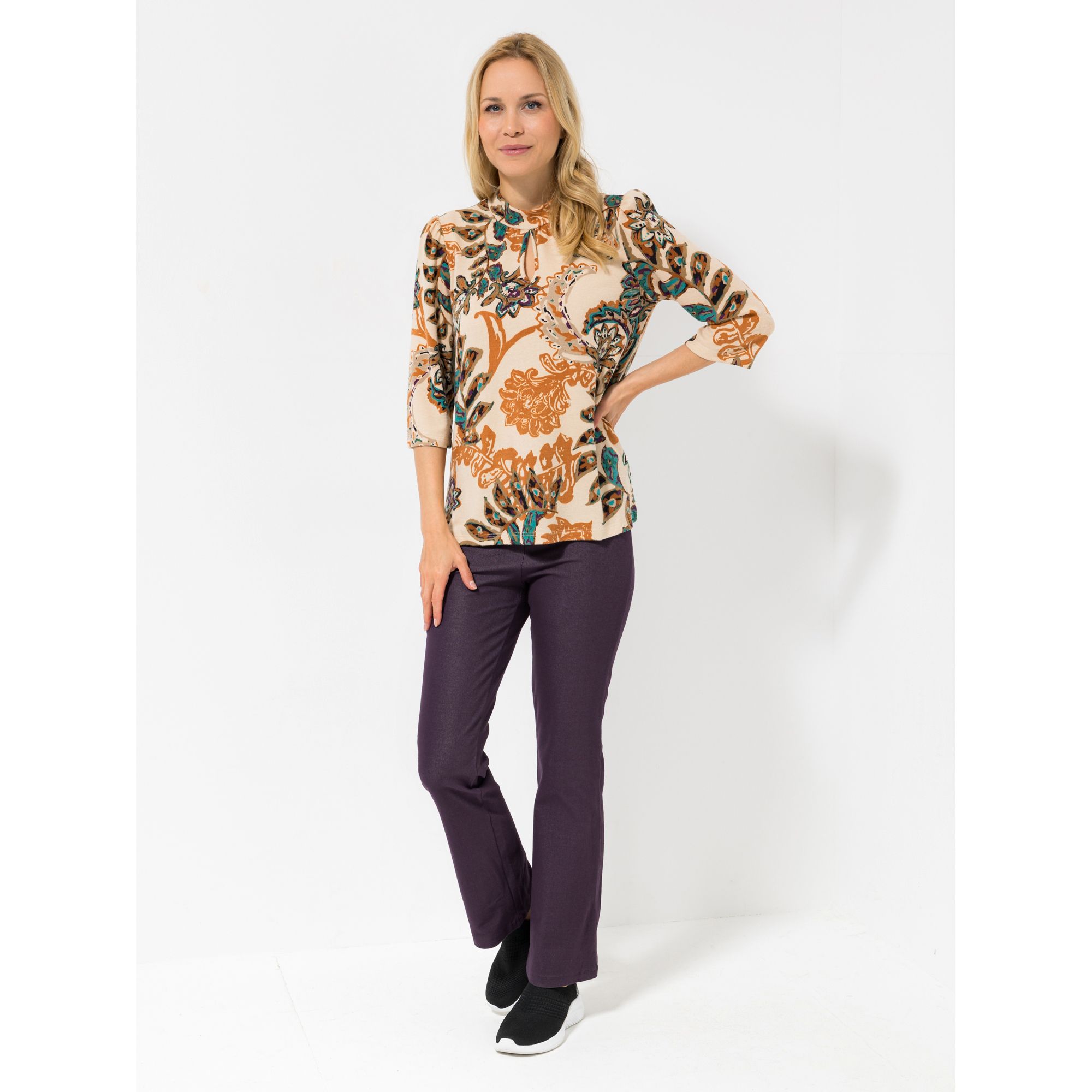 KIM & CO. Shirt, 3/4-Arm Soft Touch Jersey Stehkragen figurumspielend