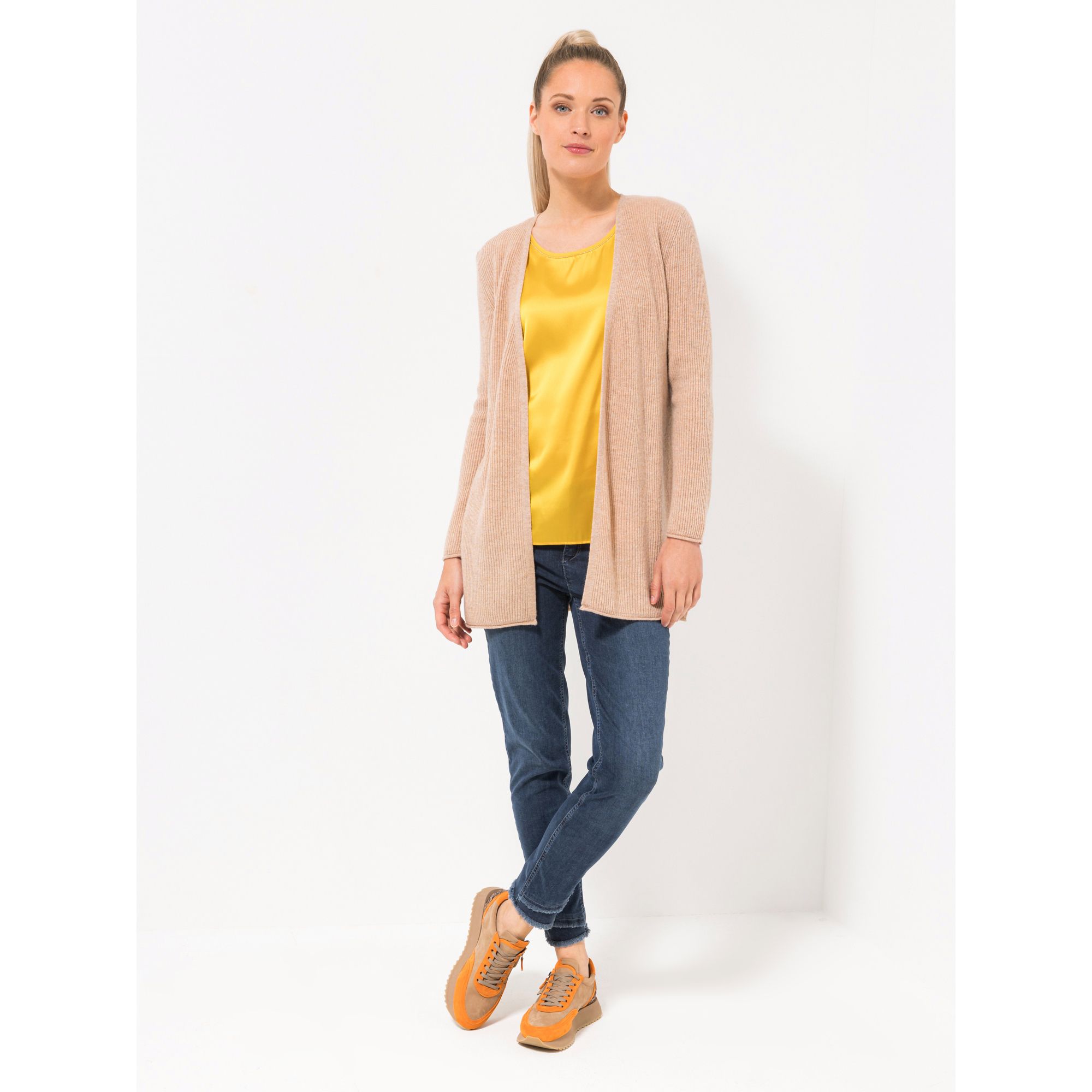STEFFEN SCHRAUT Longcardigan, 1/1-Arm Rippenstrick 30% Kaschmiranteil figurumspielend