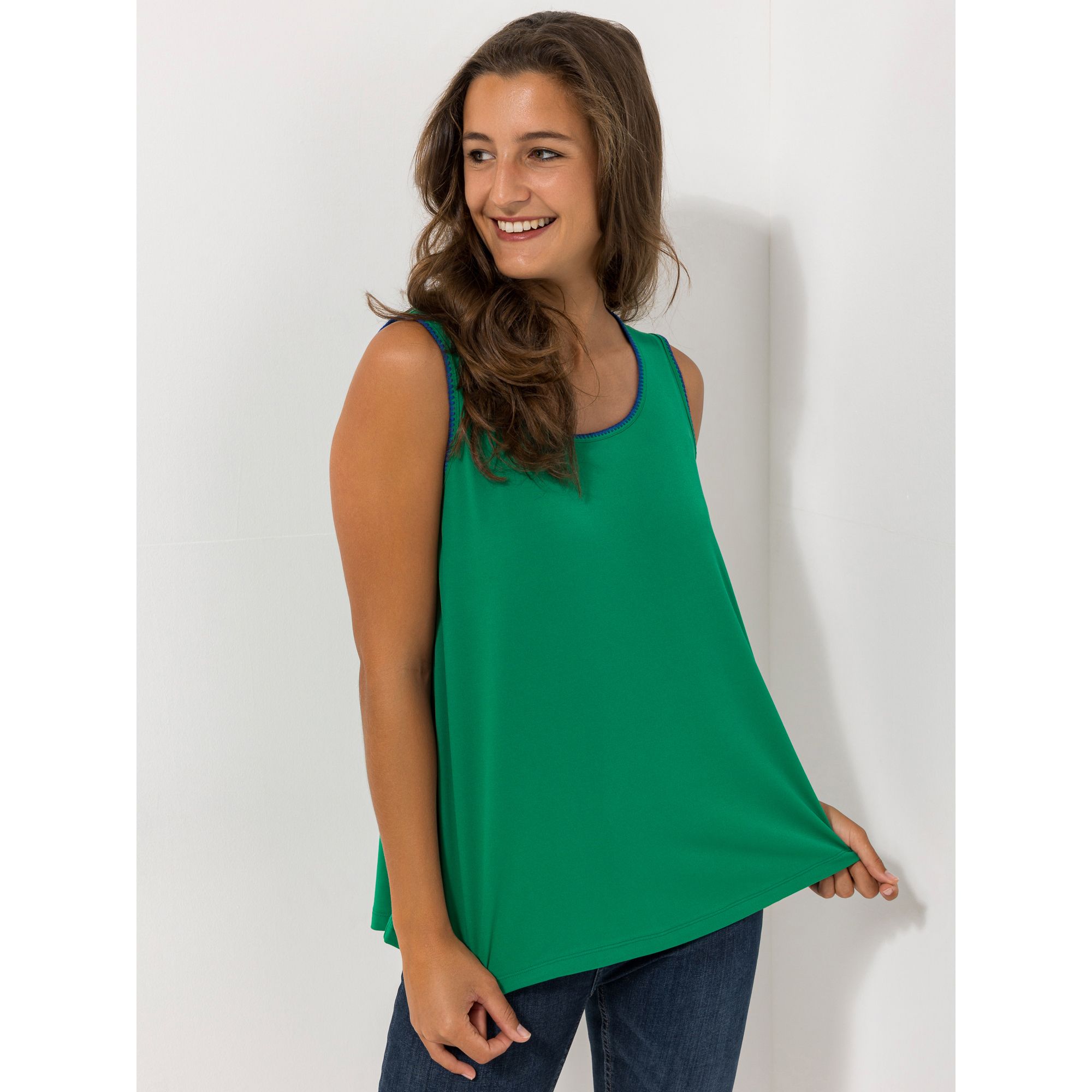 KIM & CO. Top, Kontrast-Stick Brazil Knit Jersey Rundhalsausschnitt figurumspielend