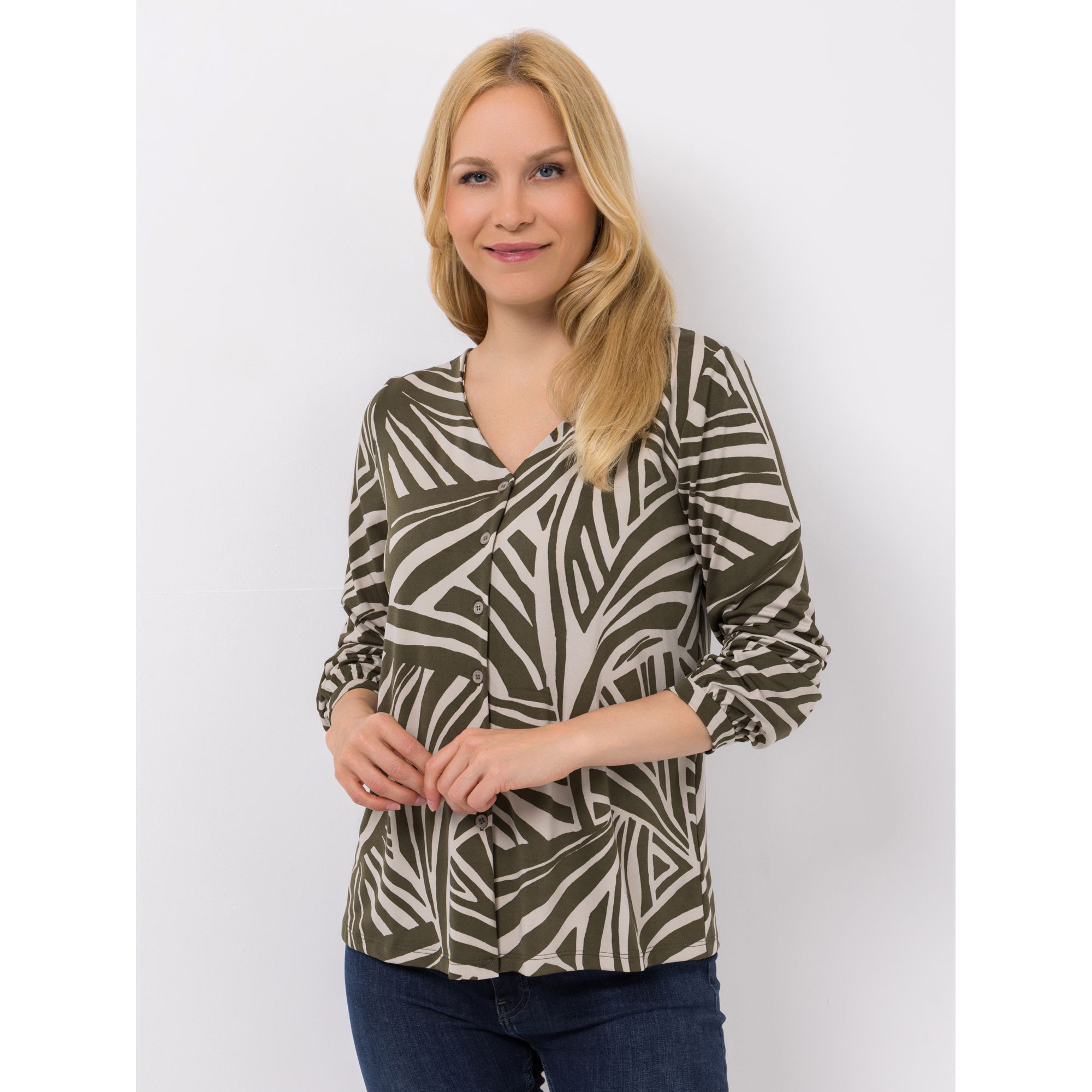 KIM & CO. Blusen-Shirt Brazil Knit Jersey Knopfleiste figurumspielend