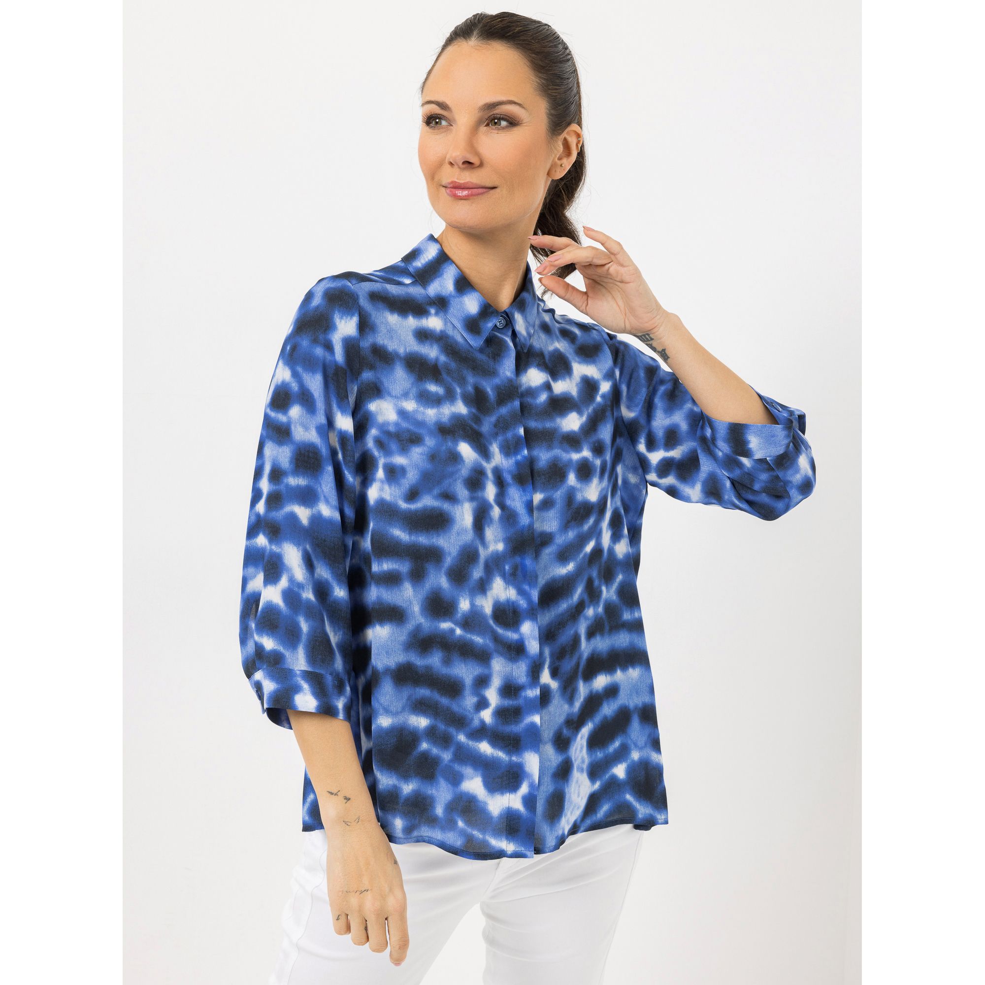 STEFFEN SCHRAUT Bluse Hemdkragen verdeckte Knopfleiste leger weit