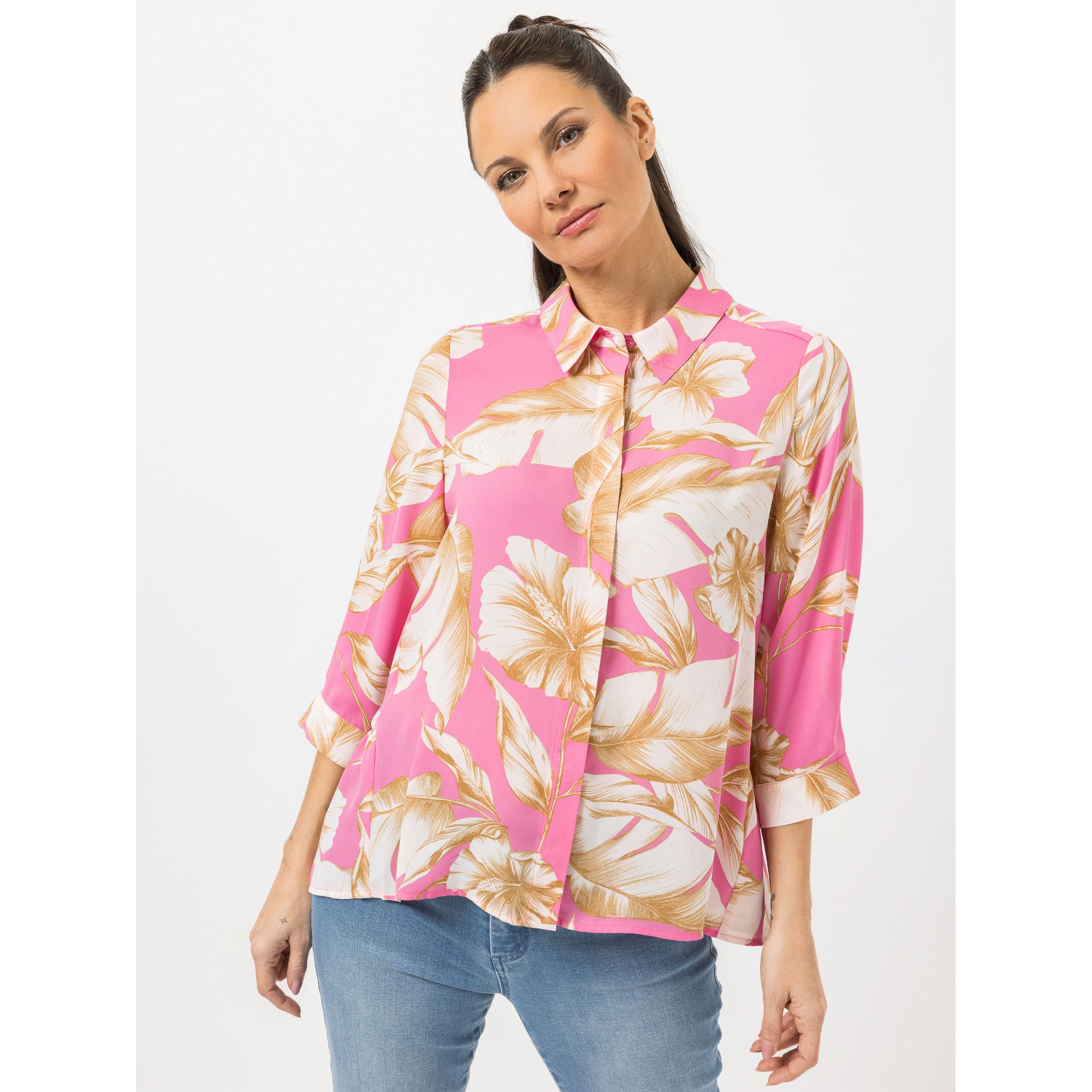 STEFFEN SCHRAUT Bluse Hemdkragen verdeckte Knopfleiste leger weit